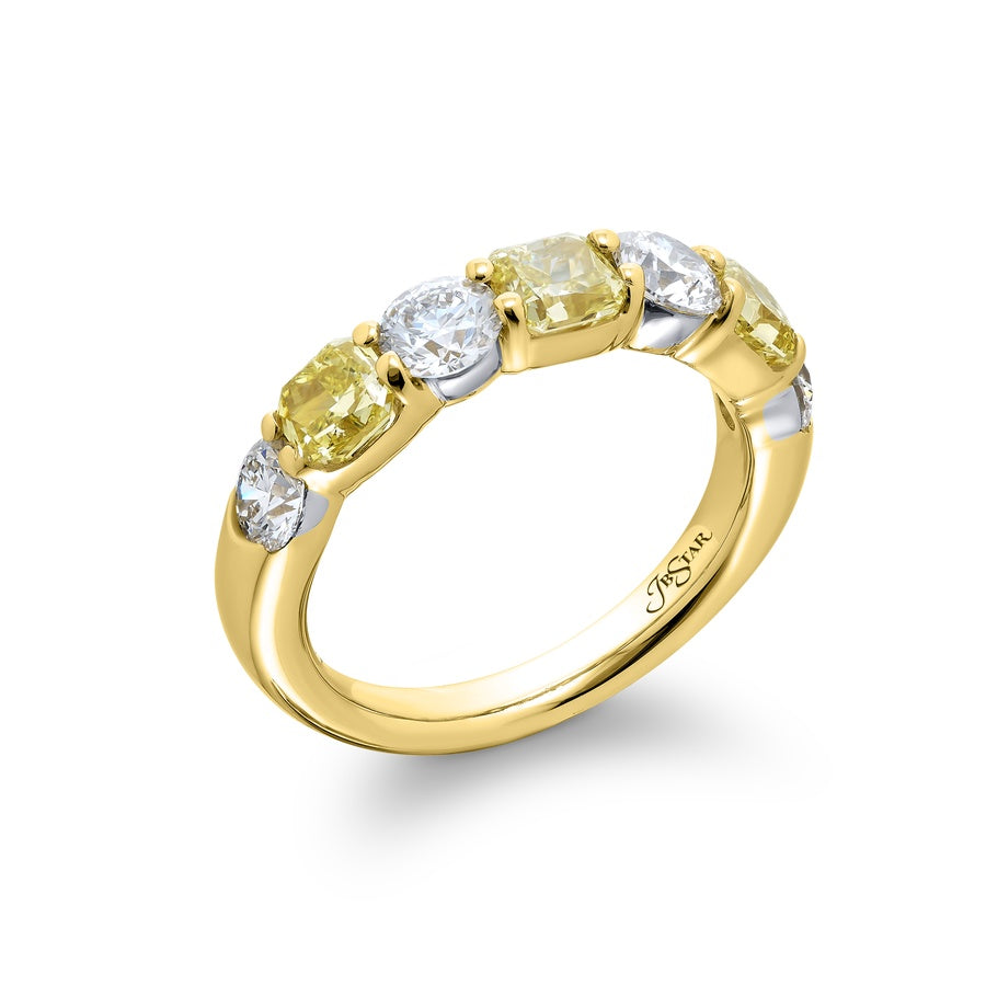 18K Yellow Gold Radiant-Cut Fancy Yellow Diamond Band