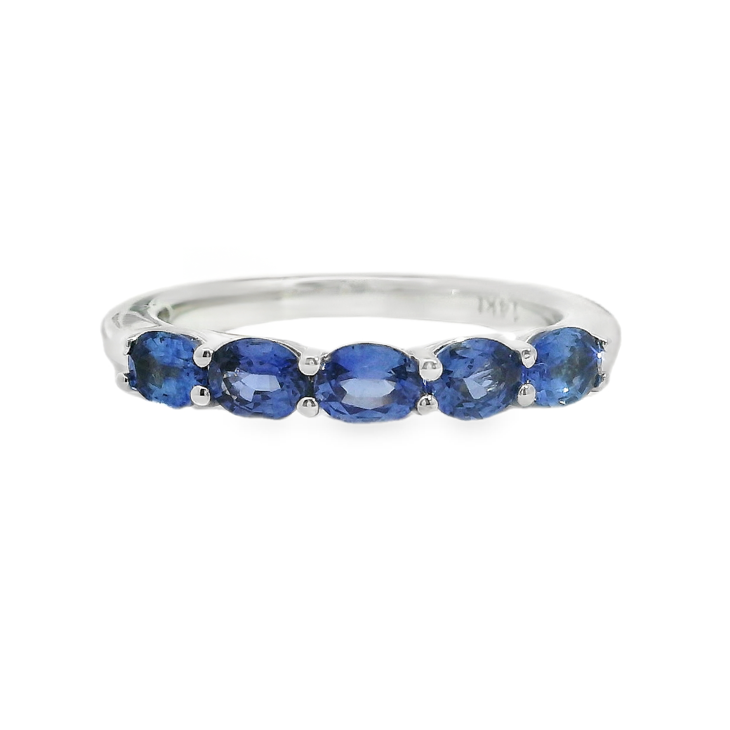 East/West Oval Blue Sapphire Anniversary Band