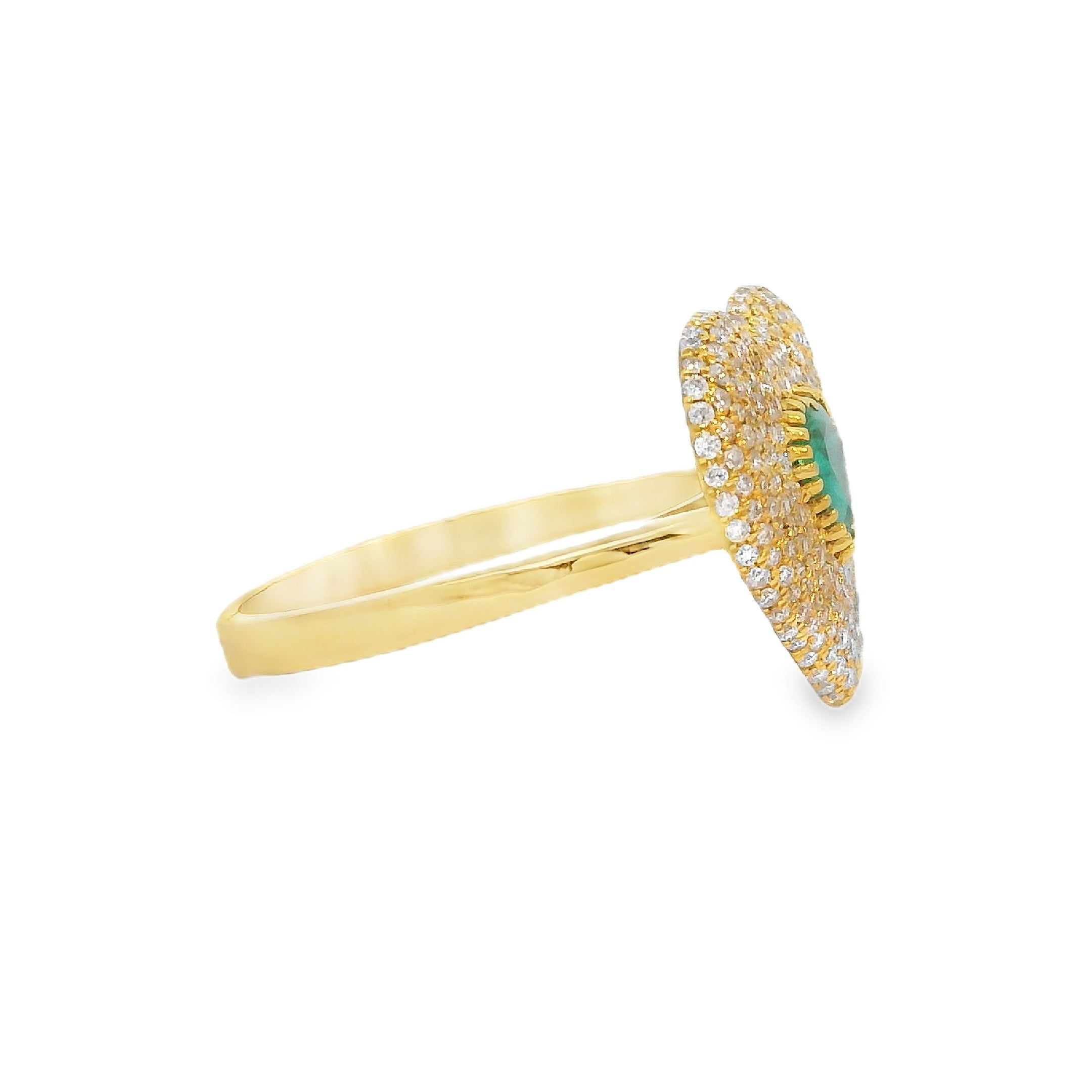 Pavé Diamond and Emerald Heart Ring
