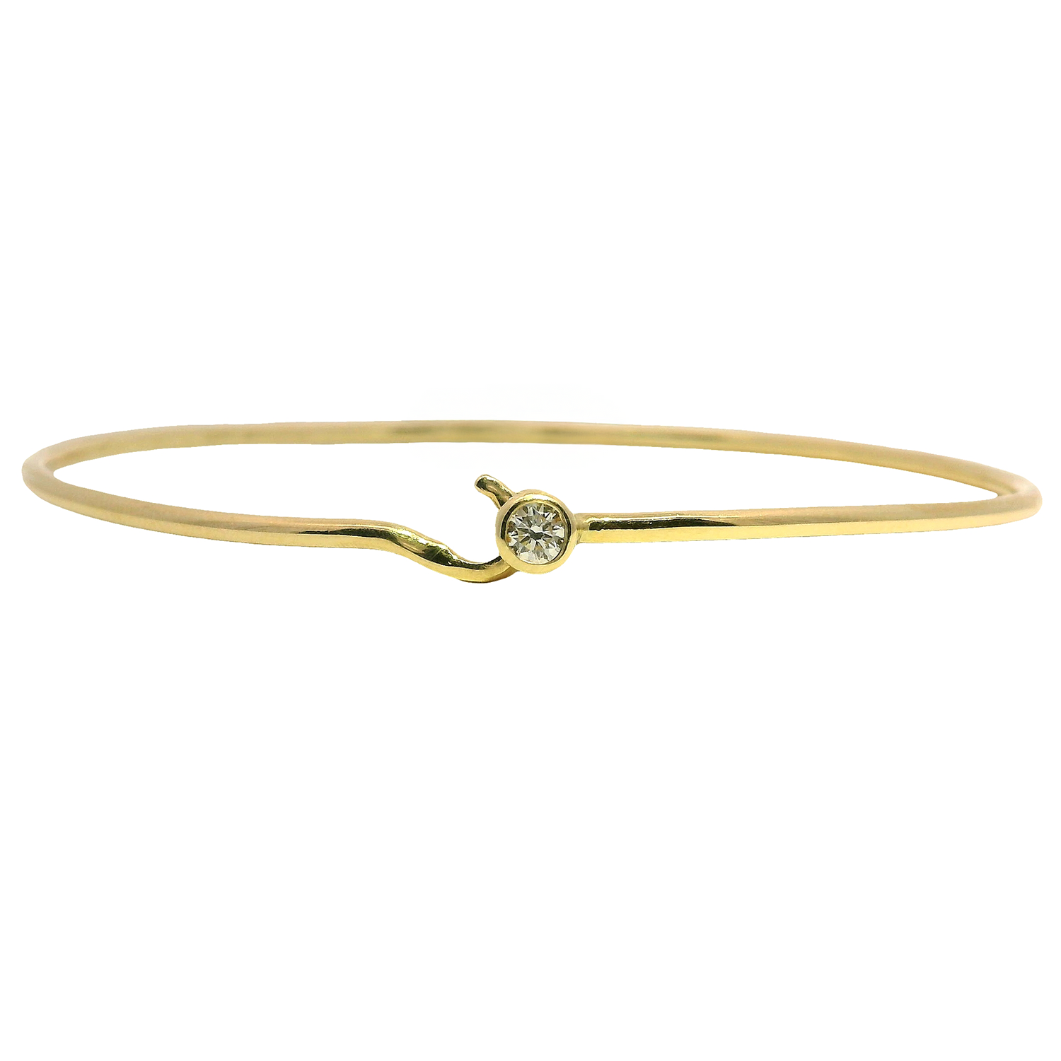Bezeled Round Diamond Hook Latch Bangle