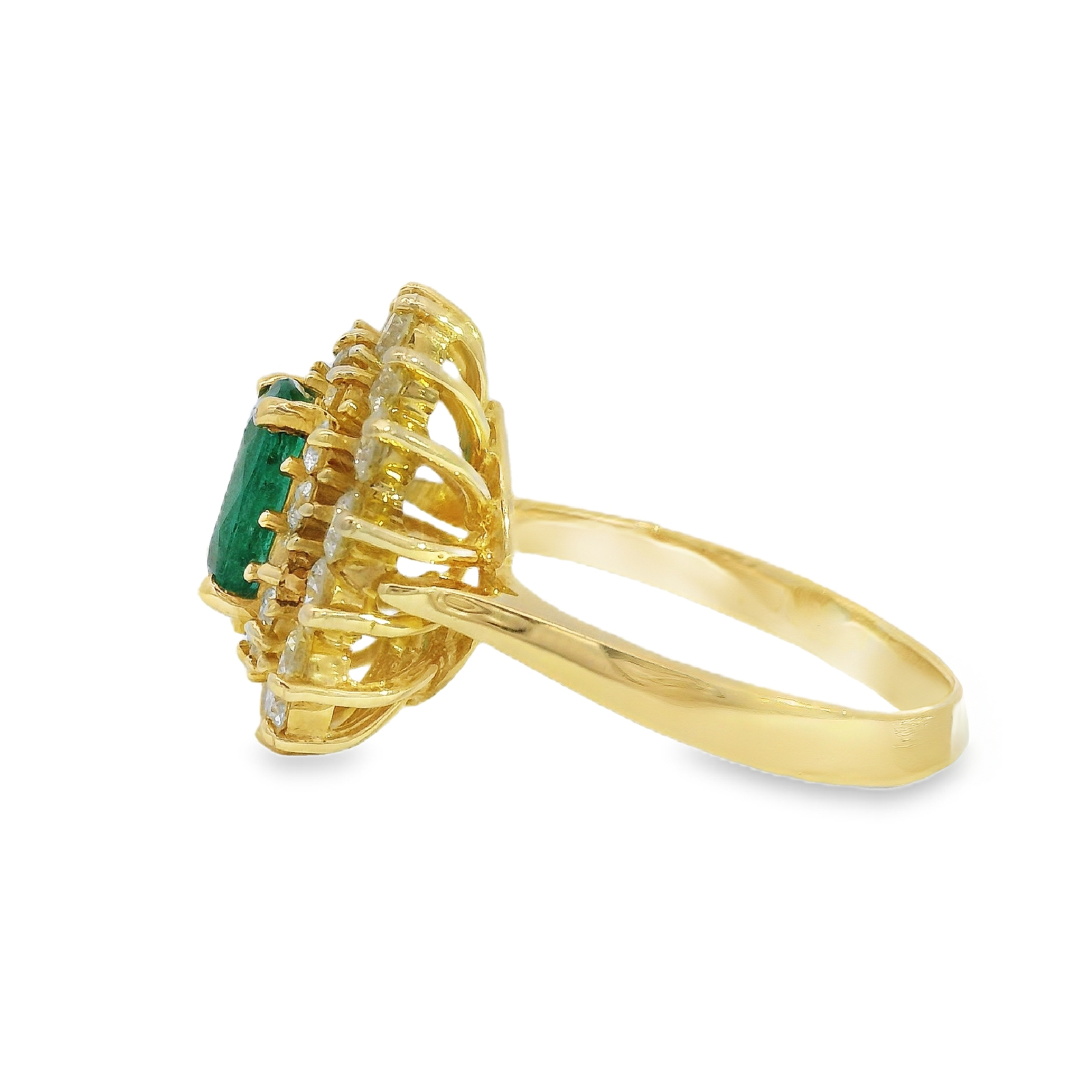Vintage Emerald & Diamond Double Halo Ring