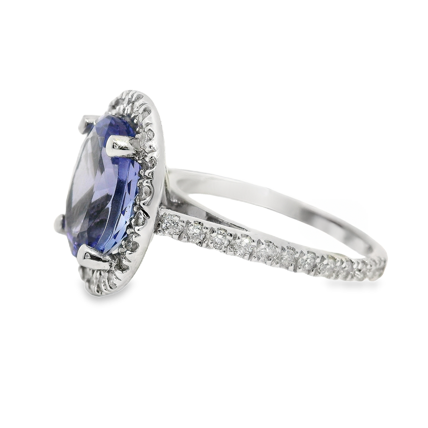Vintage Tanzanite and Diamond Halo Ring