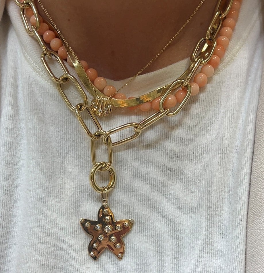 Bezel Round Diamond Starfish Pendant