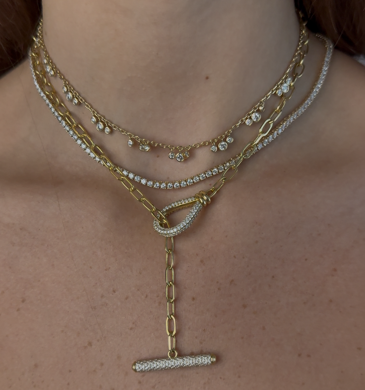 Bezel Round Diamond Shaker Necklace