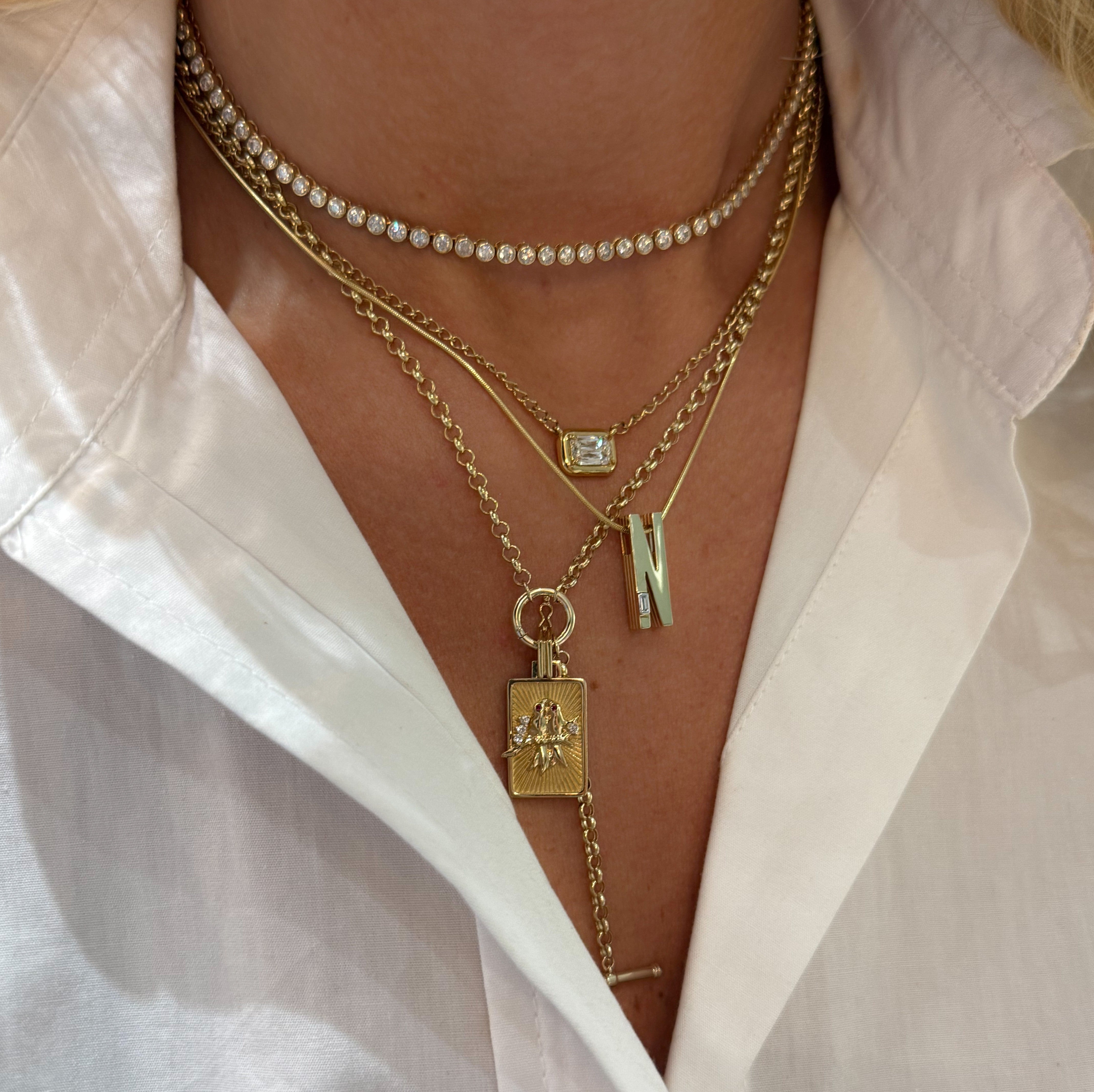 Slide-On Ribbed Initial Pendant