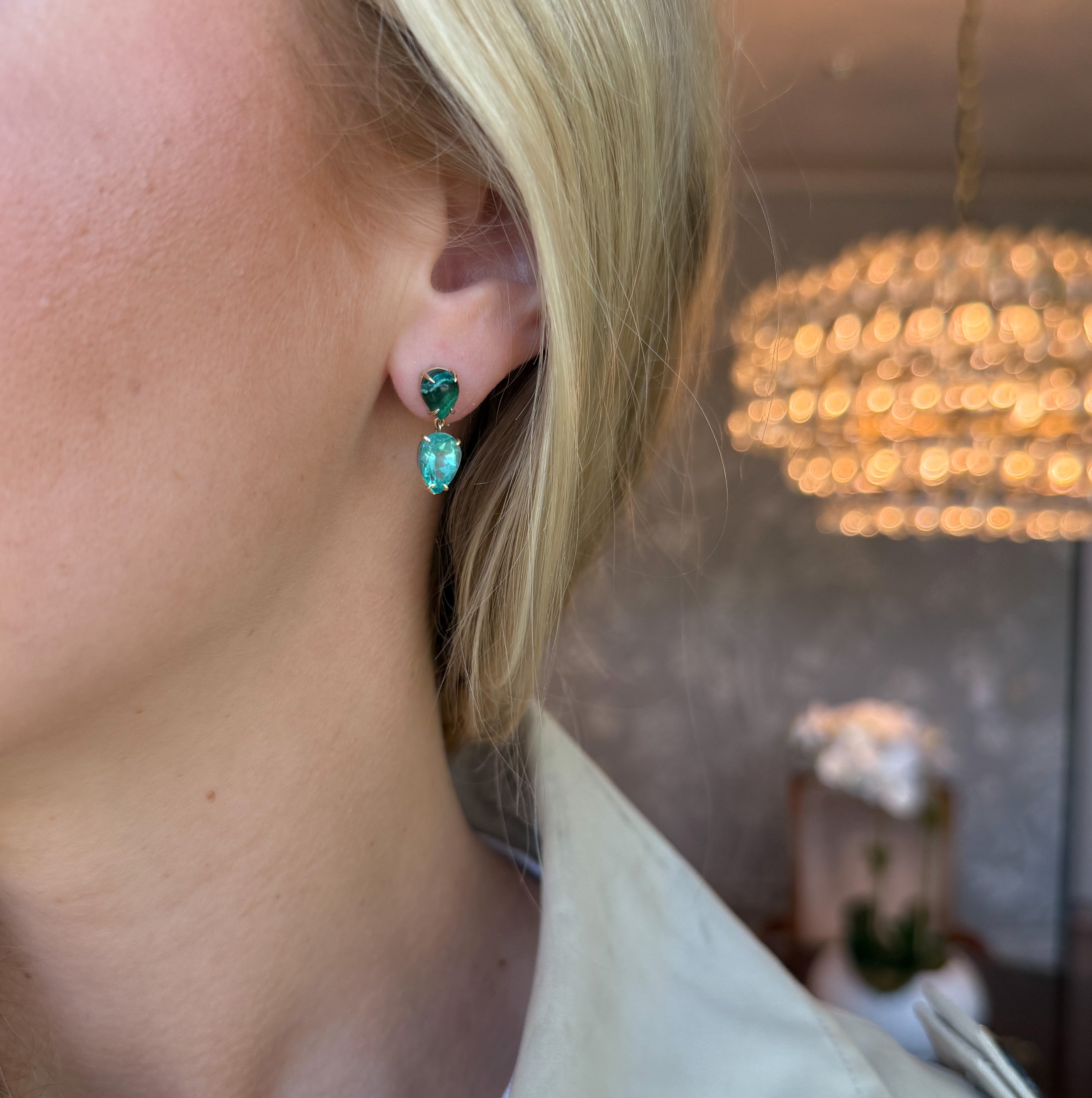 Apatite Chyrsocolla Droplet Earrings