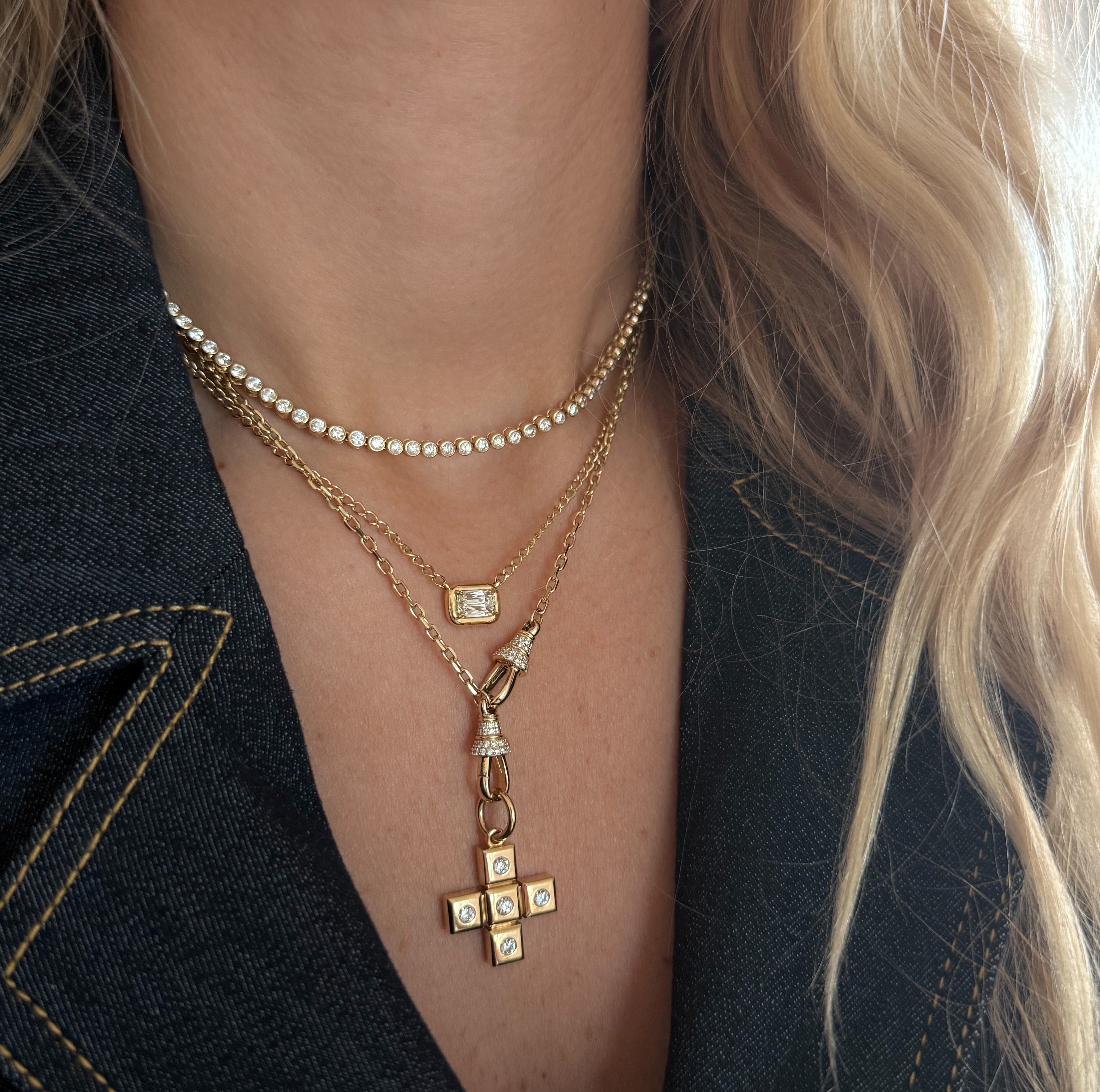 Double Pavé Diamond Latch Necklace