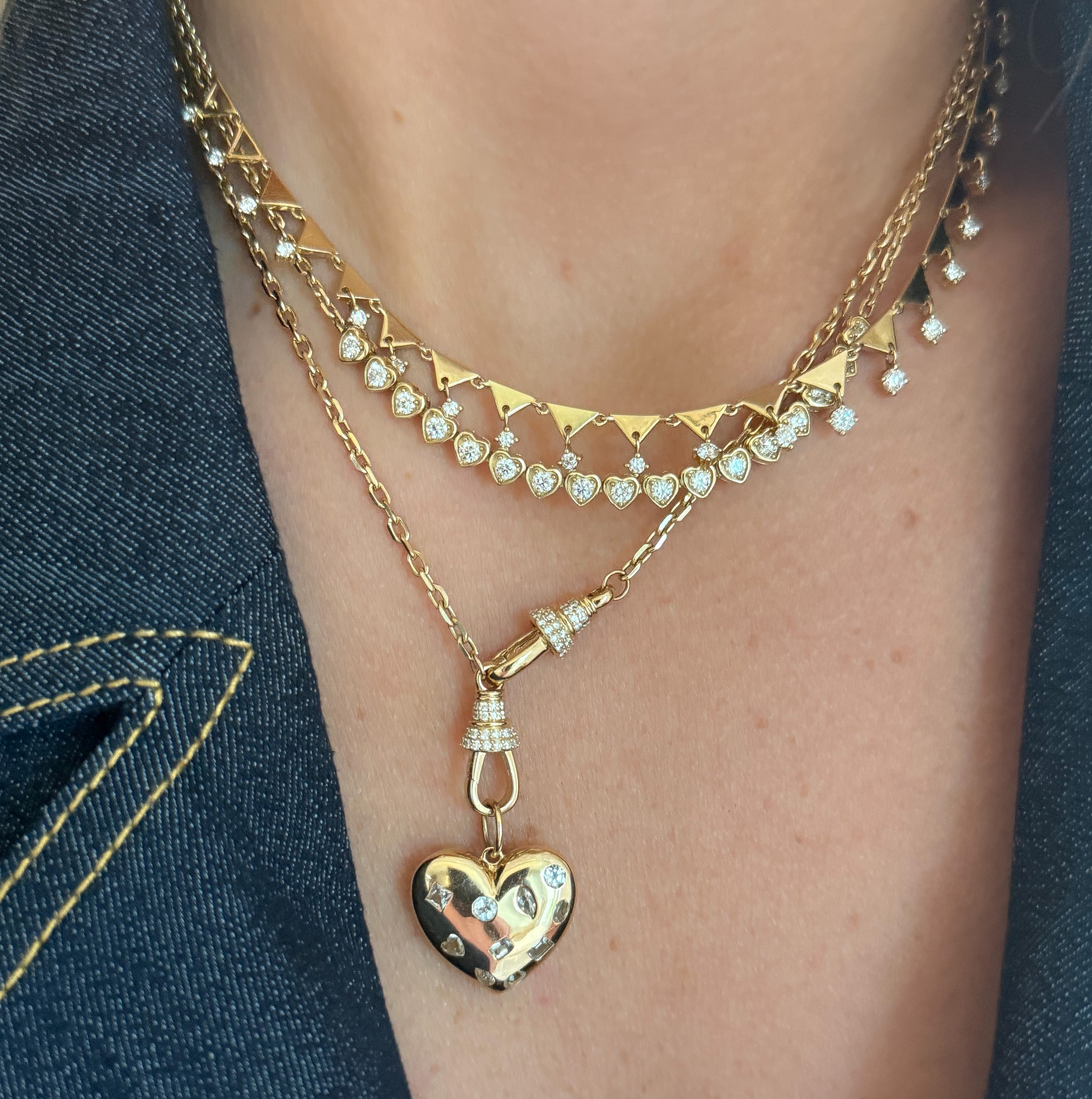 Multishaped White Topaz Puffed Heart Pendant