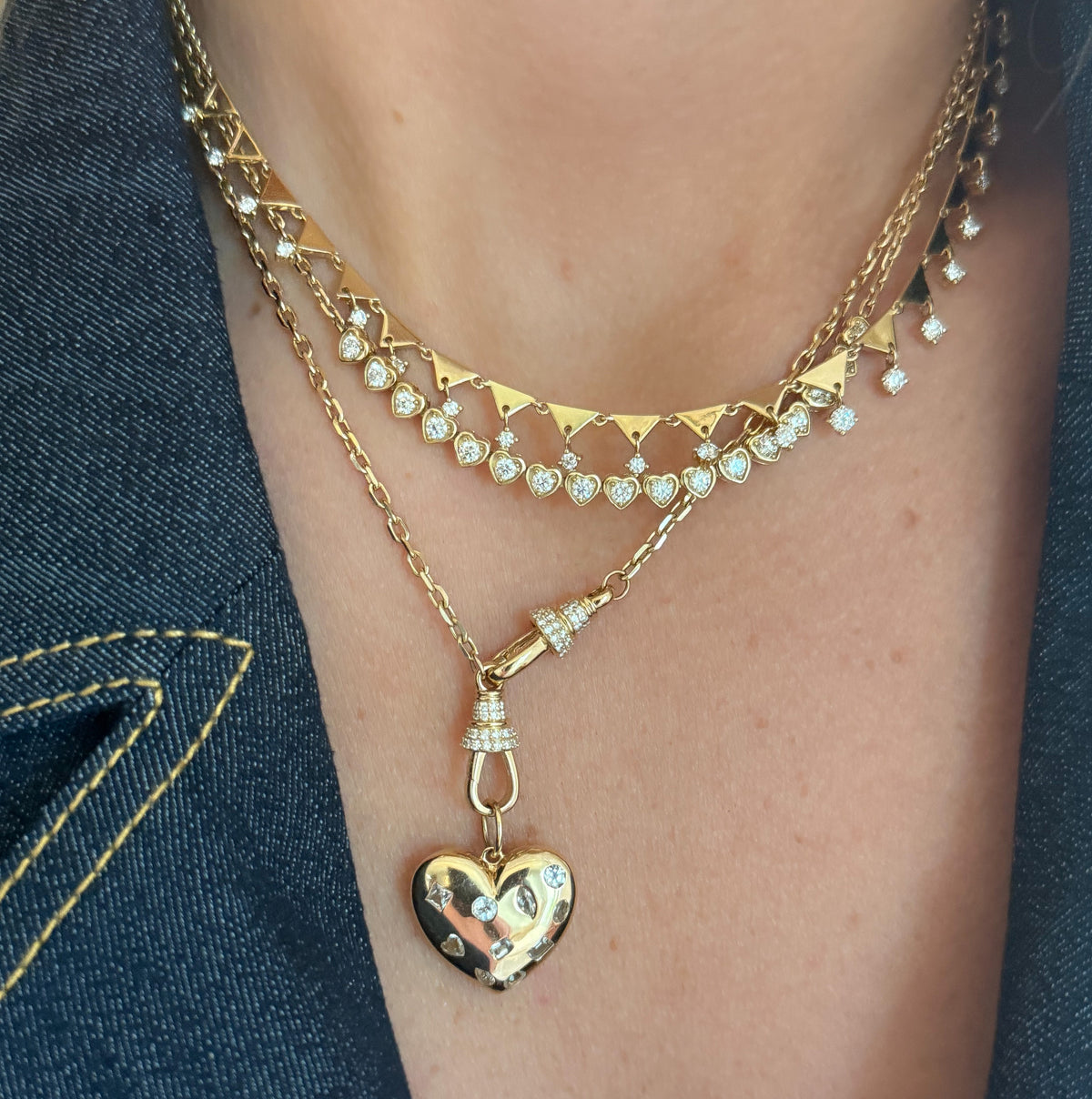Multishaped White Topaz Puffed Heart Pendant