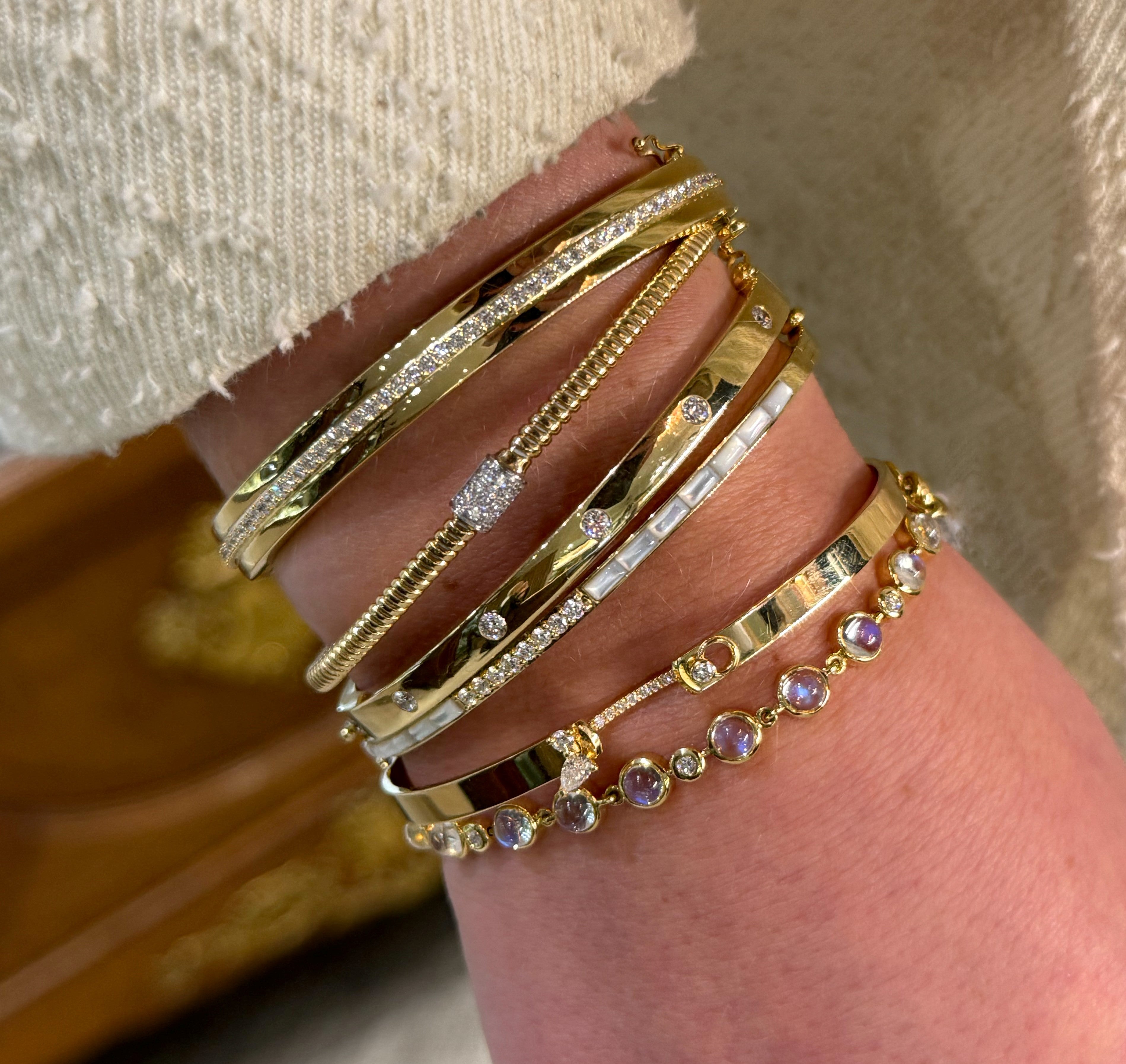 Diamond Bangle with High Polished Edge