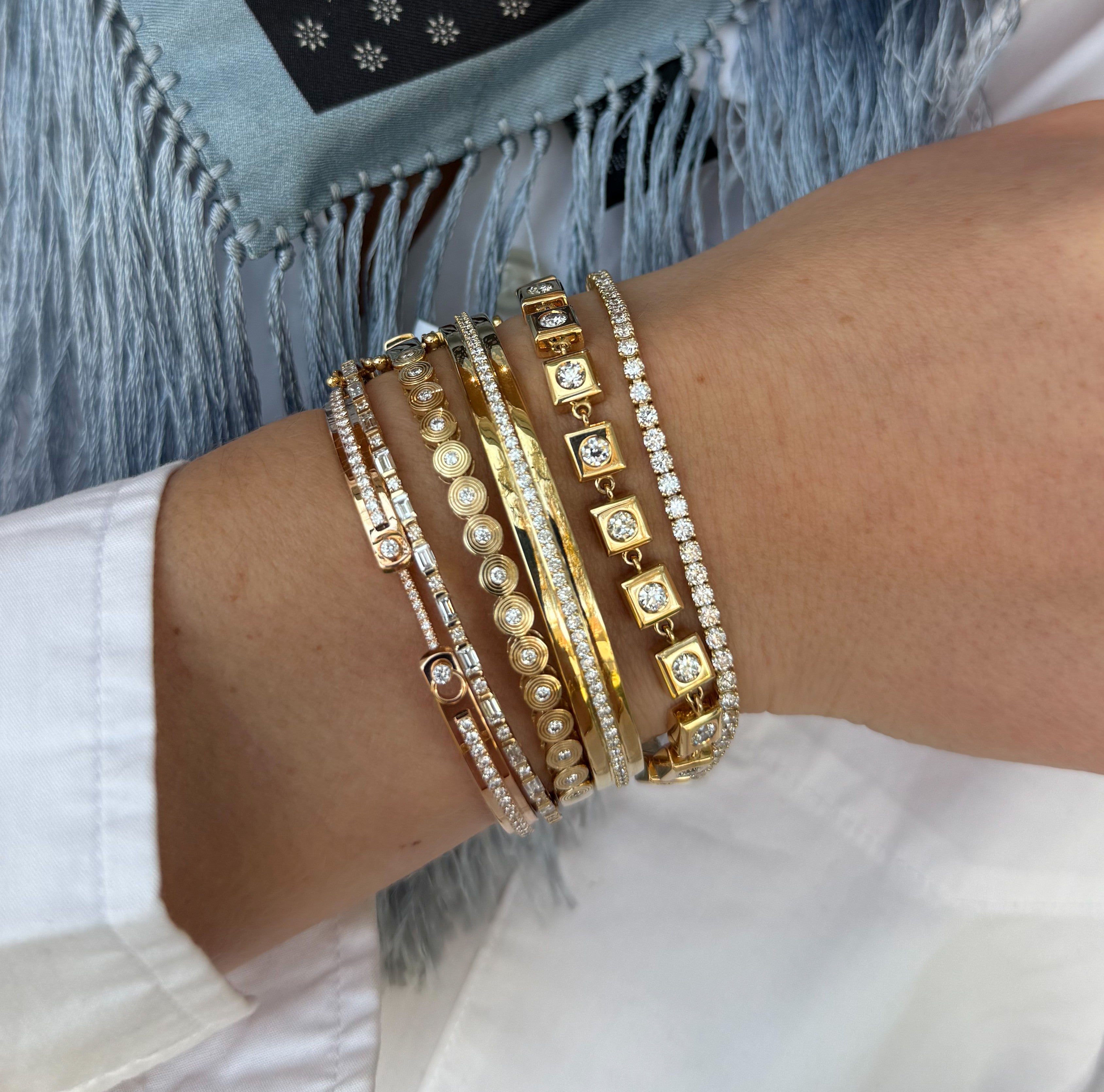Diamond Bangle with High Polished Edge
