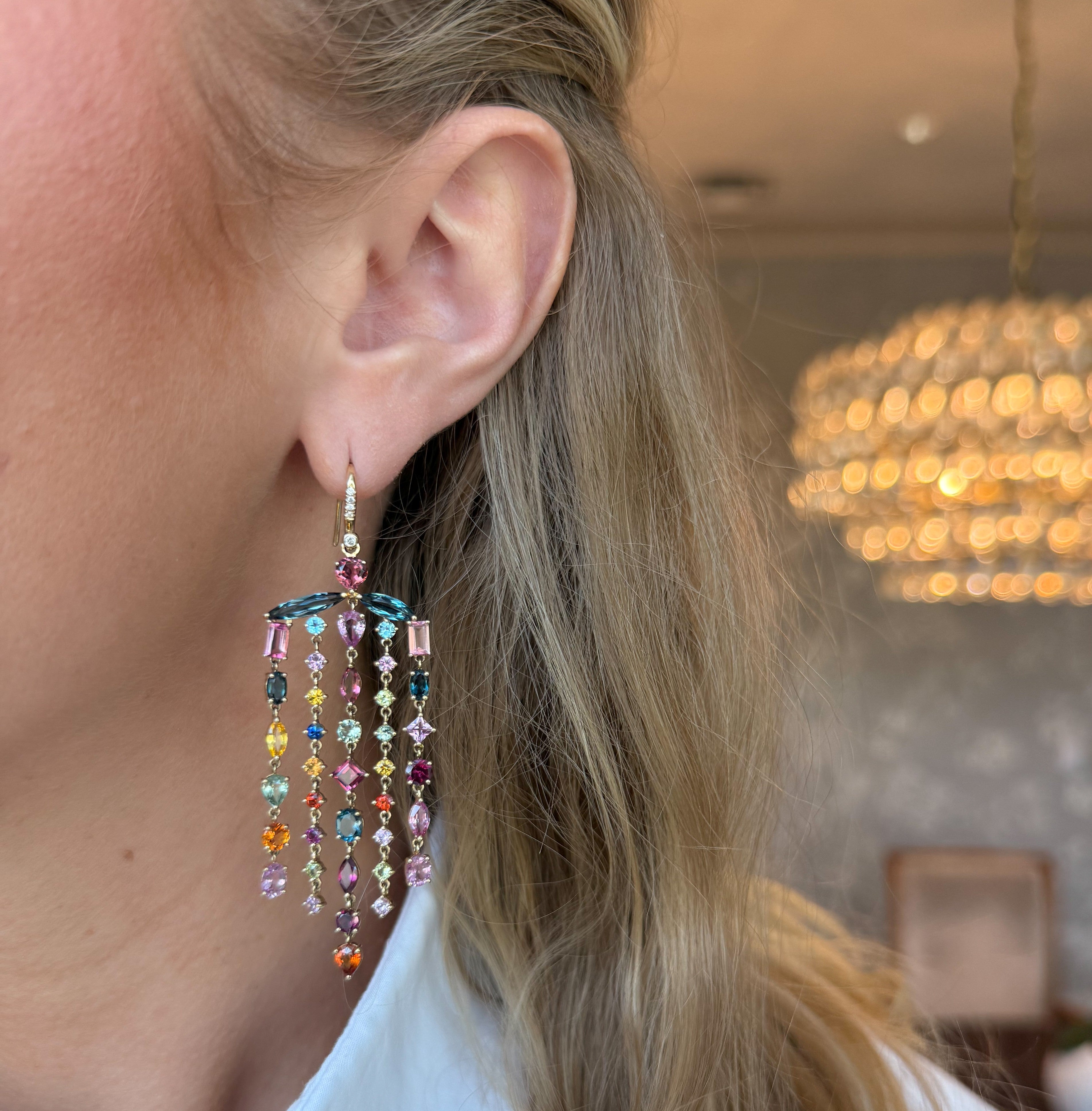 Mixed Tourmaline Fringe Earrings