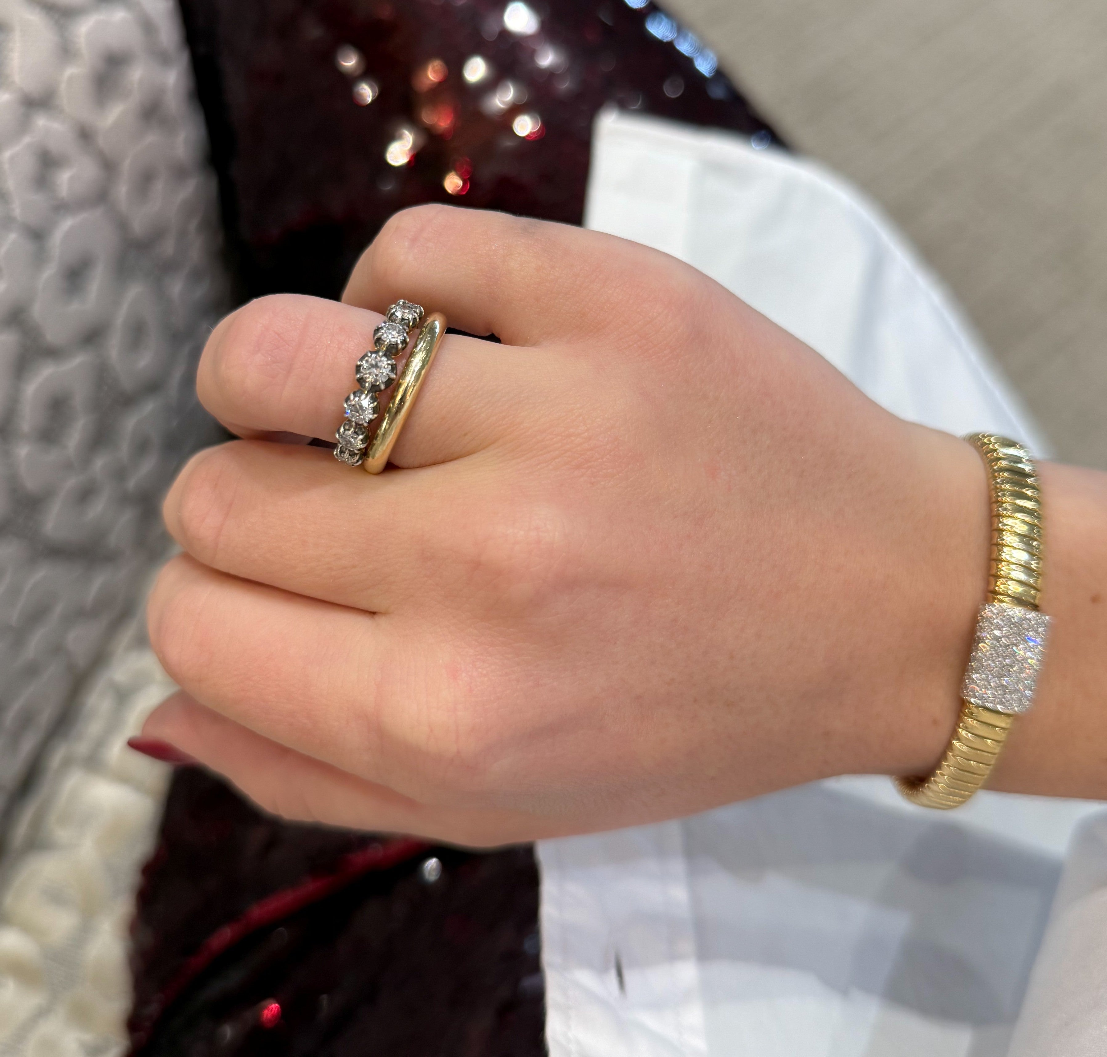 Fred Leighton Collet Set Seven Stone Diamond Ring