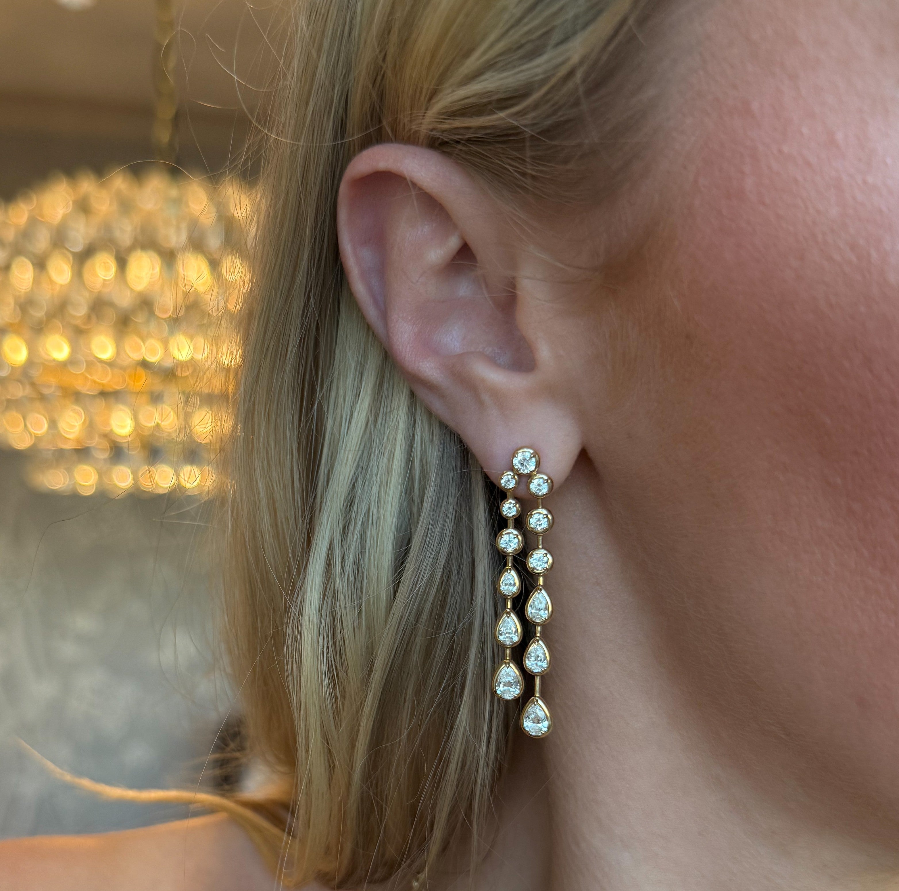 Starry Night Two Row Bezel Diamond Earrings