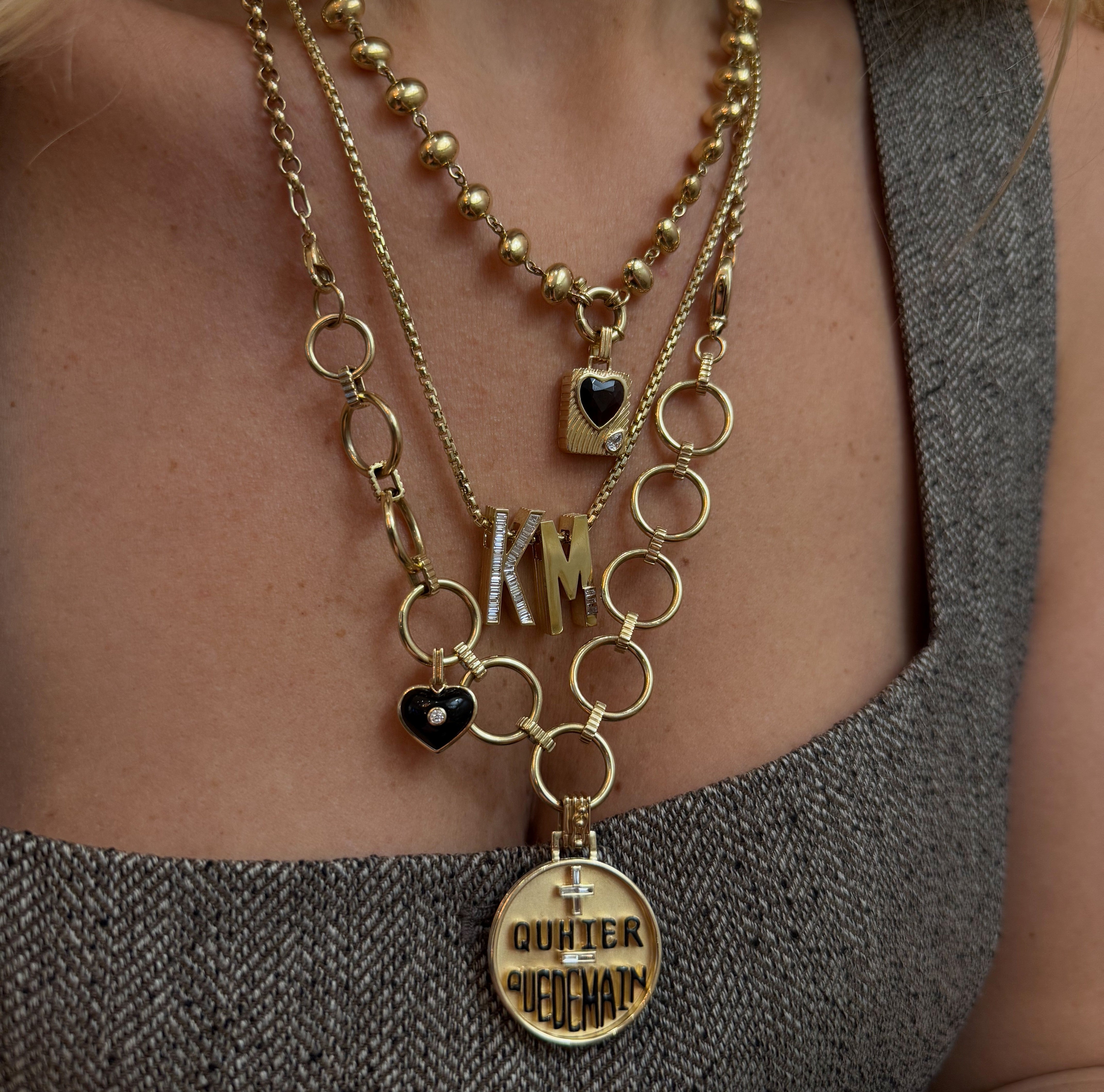 Slide-On Grandsize Diamond Encrusted Initial Pendant