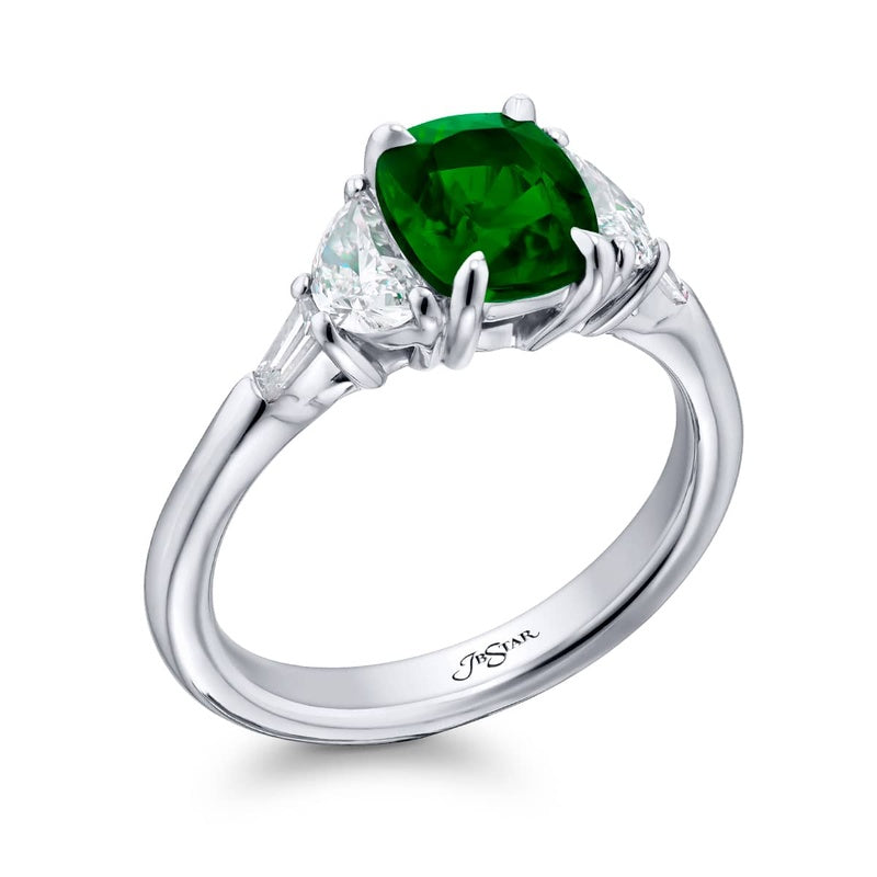 Platinum Cushion-Cut Emerald Certified Ring