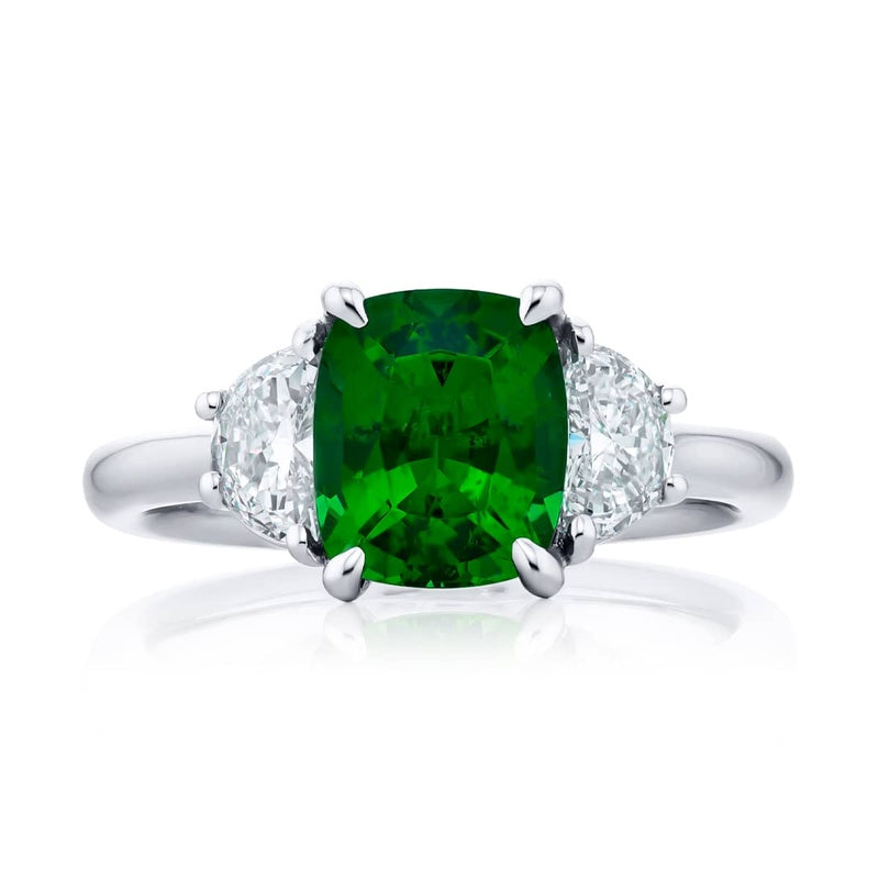 Platinum Cushion-Cut Emerald Certified Ring