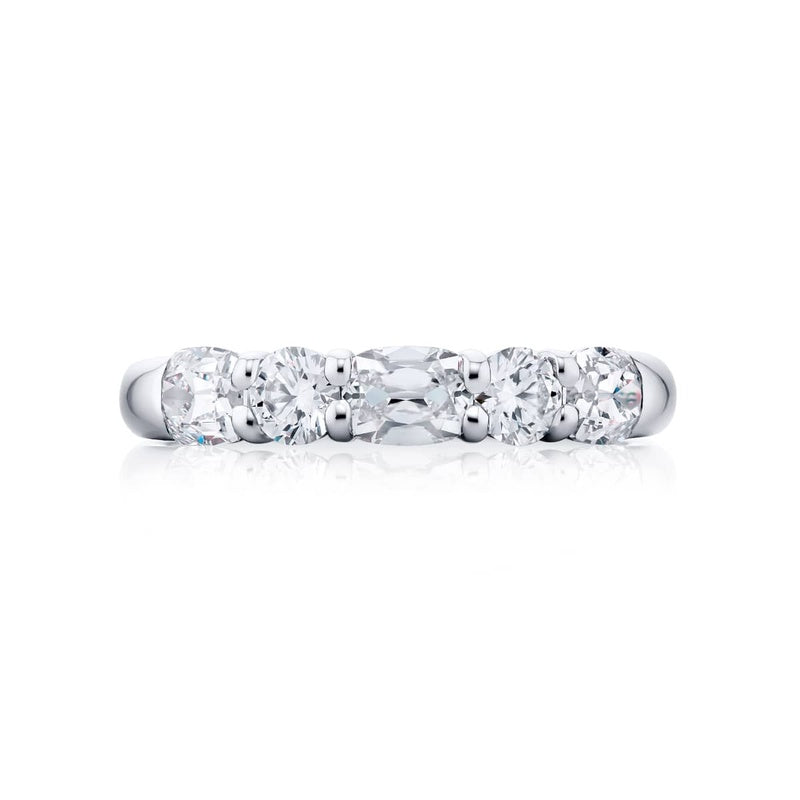 Platinum Vintage Cushion-Cut Diamond East-West Band