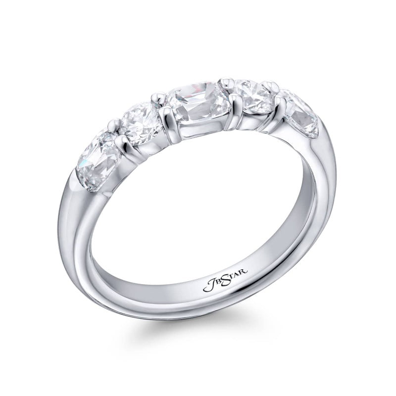 Platinum Vintage Cushion-Cut Diamond East-West Band