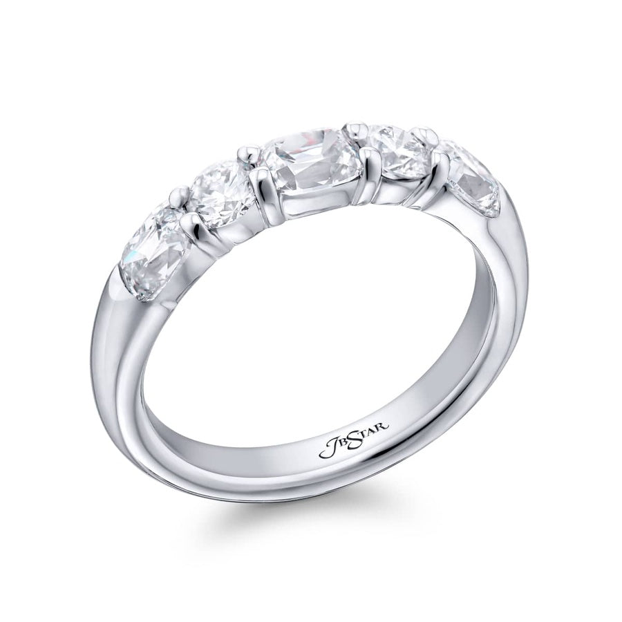Platinum Vintage Cushion-Cut Diamond East-West Band