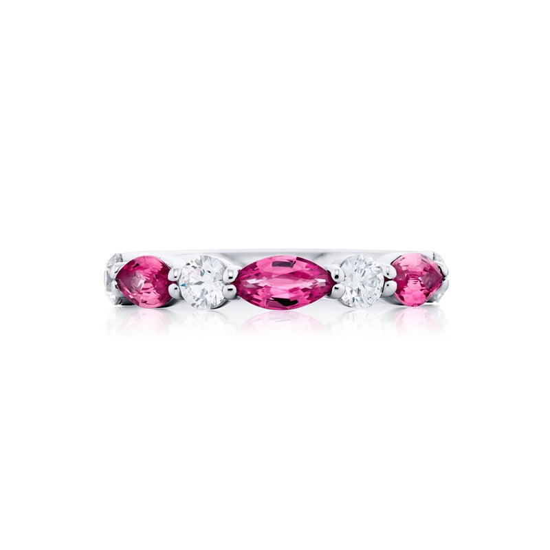 Platinum Marquise Pink Sapphire East-West Band
