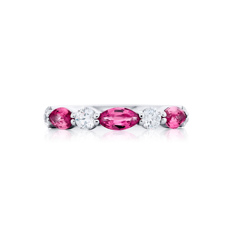 Platinum Marquise Pink Sapphire East-West Band