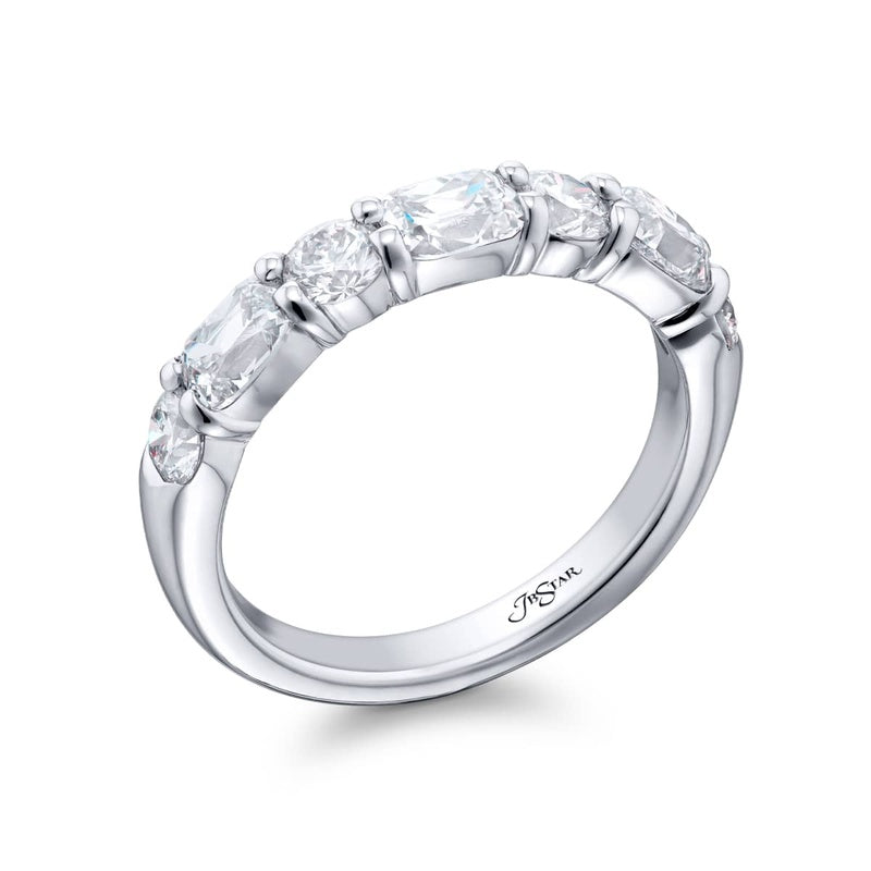 Platinum Vintage Cushion-Cut Diamond East-West Band
