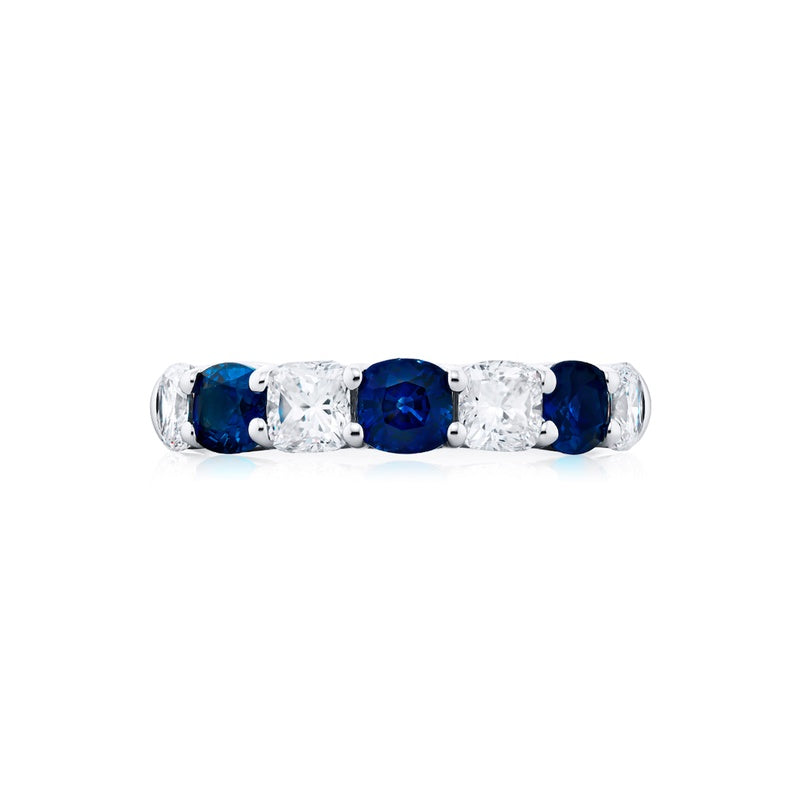 Platinum Cushion-Cut Sapphire Band