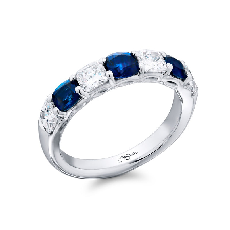 Platinum Cushion-Cut Sapphire Band