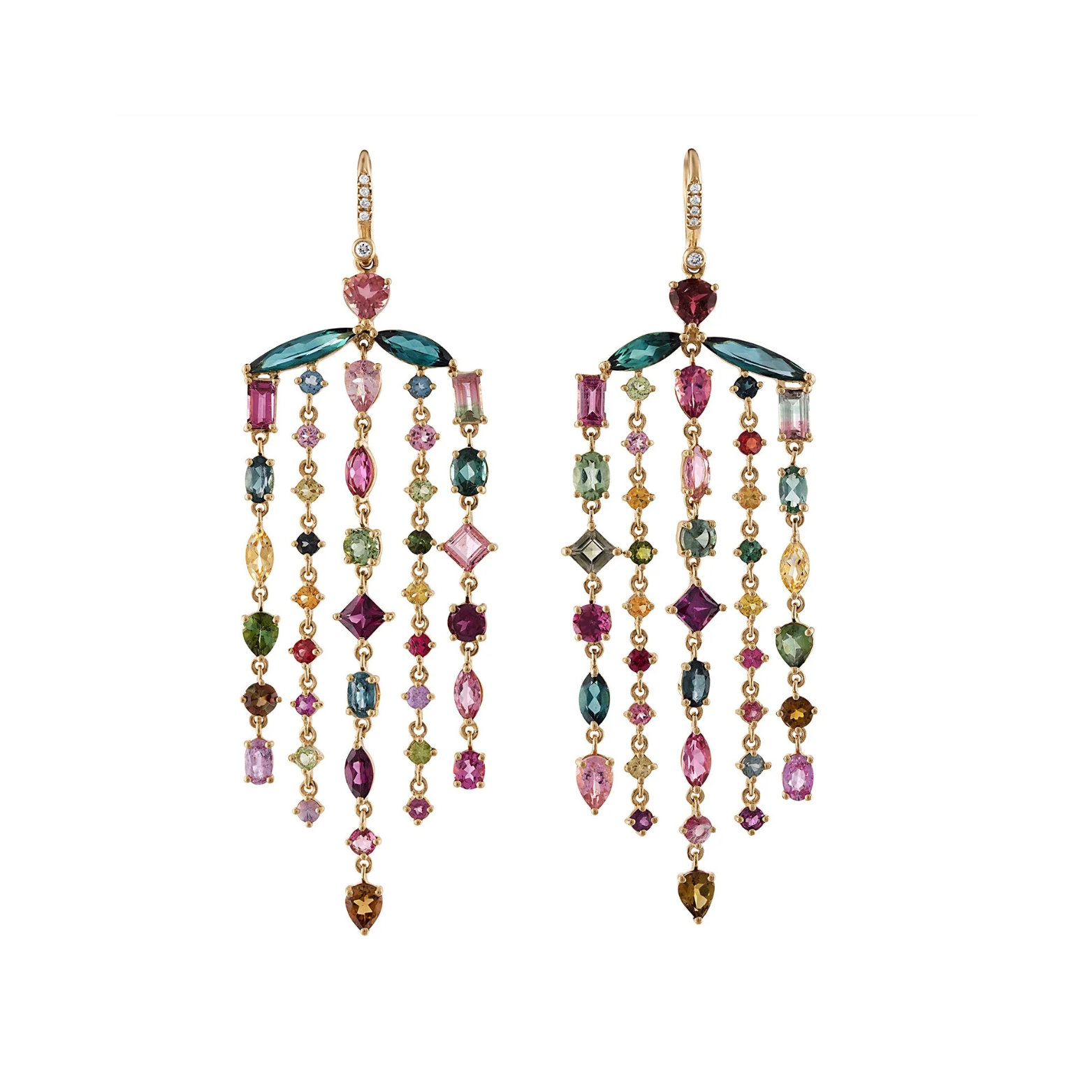 Mixed Tourmaline Fringe Earrings