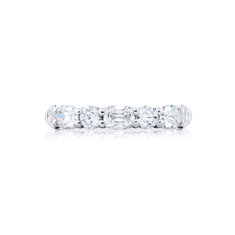 Platinum Vintage Cushion-Cut Diamond East-West Band