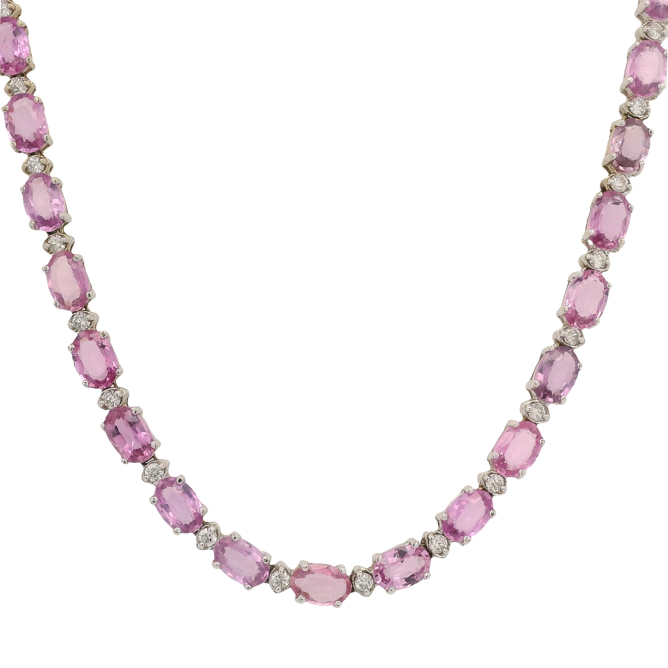 Vintage Pink Sapphire and Diamond Necklace