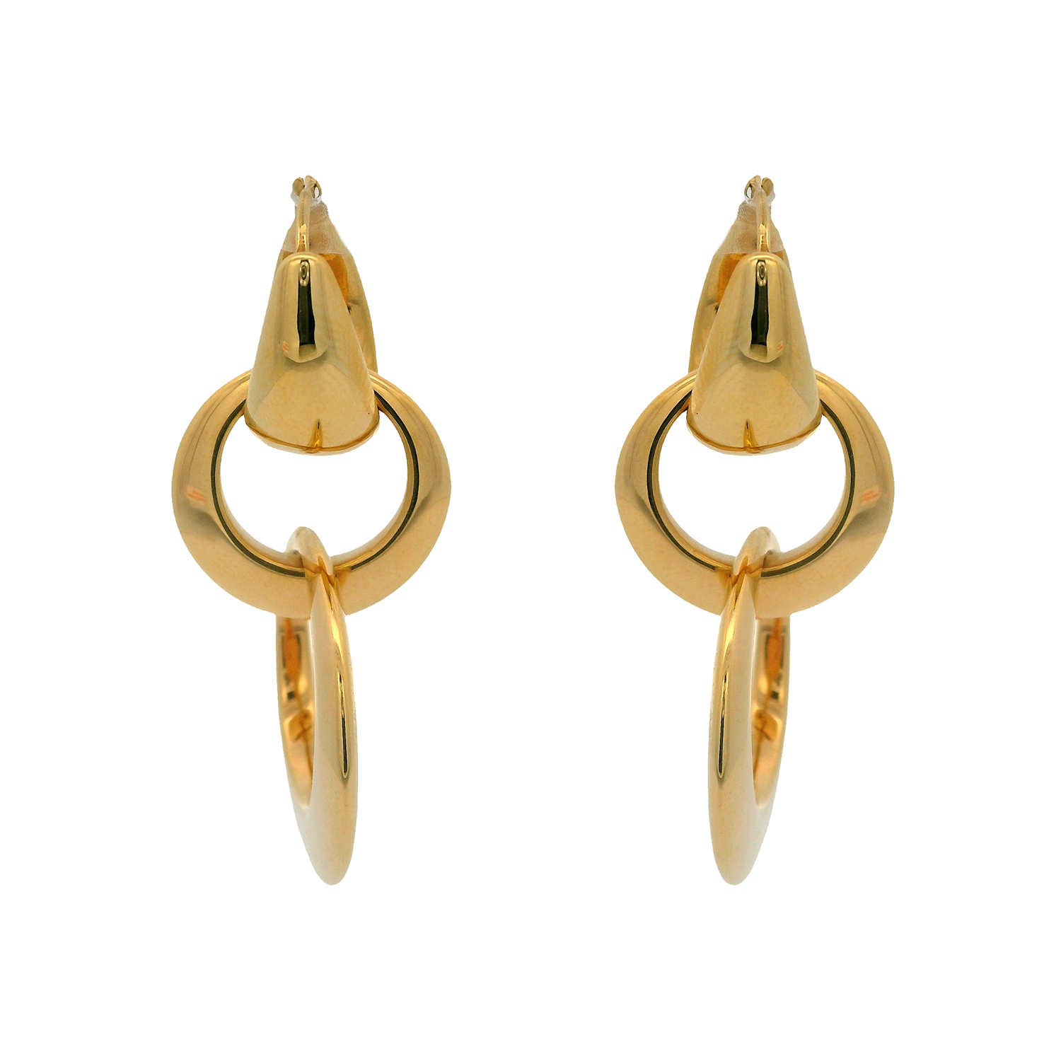Double Flat Open Circle Convertible Earrings