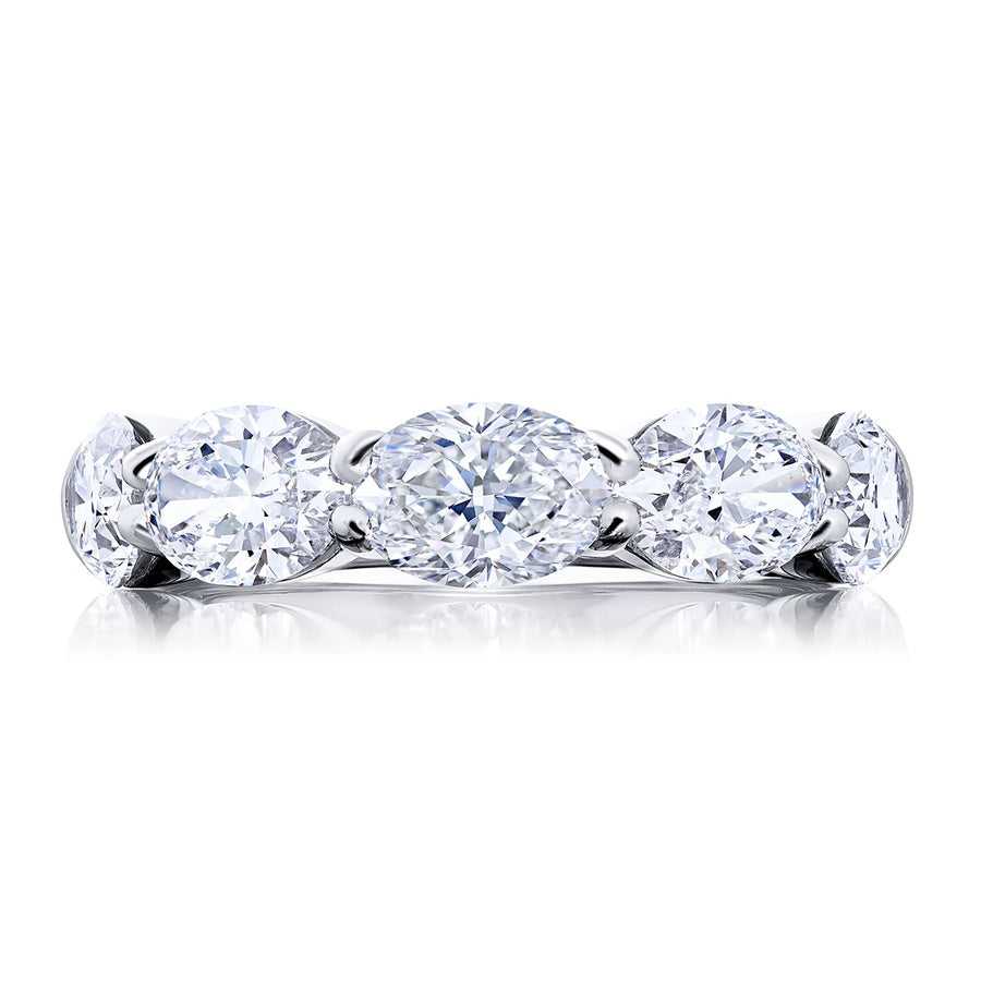Platinum Oval Diamond Single-Row East-West GIA Certified Band