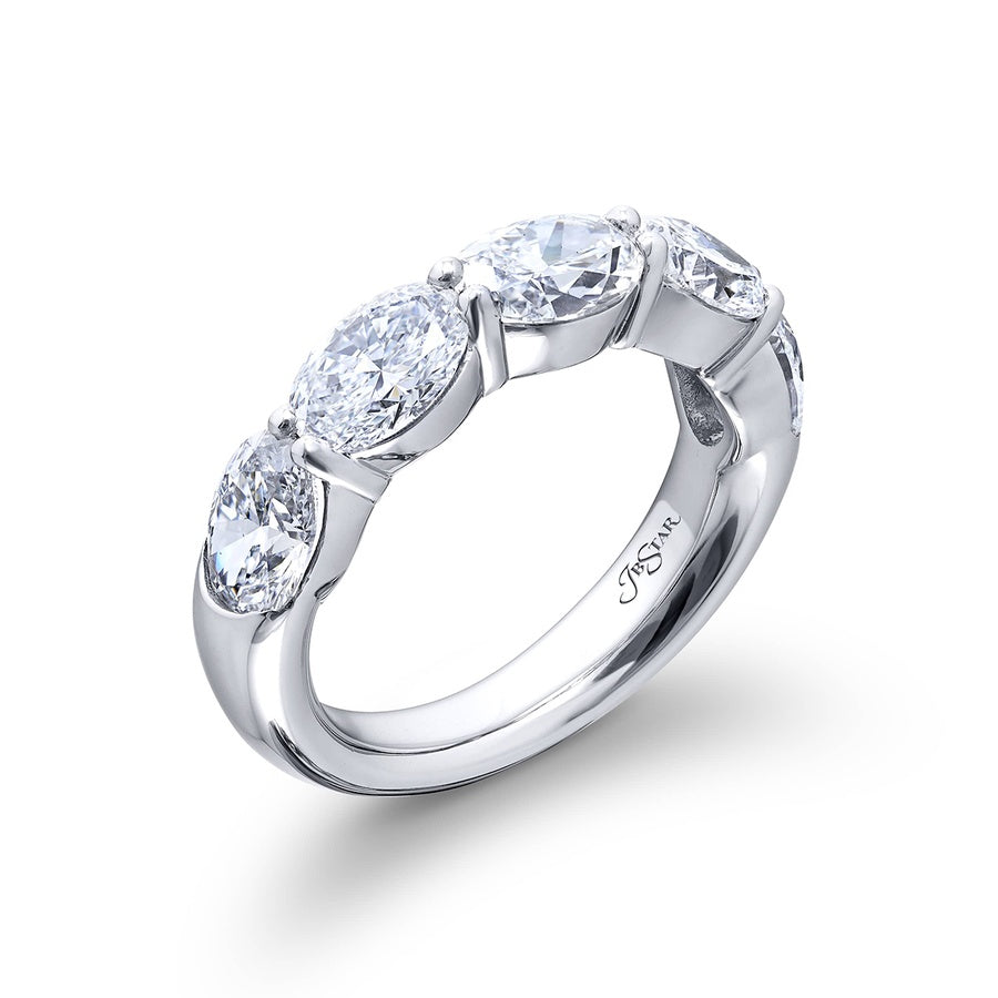 Platinum Oval Diamond Single-Row East-West GIA Certified Band