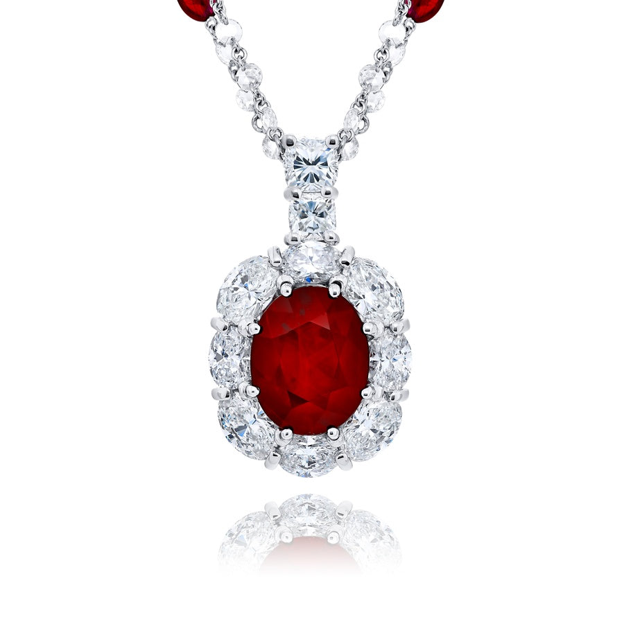 Platinum Oval Ruby Certified Pendant