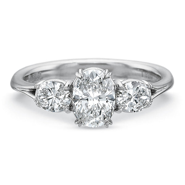 Silk 3 Stone Oval Engagement Ring Mounting