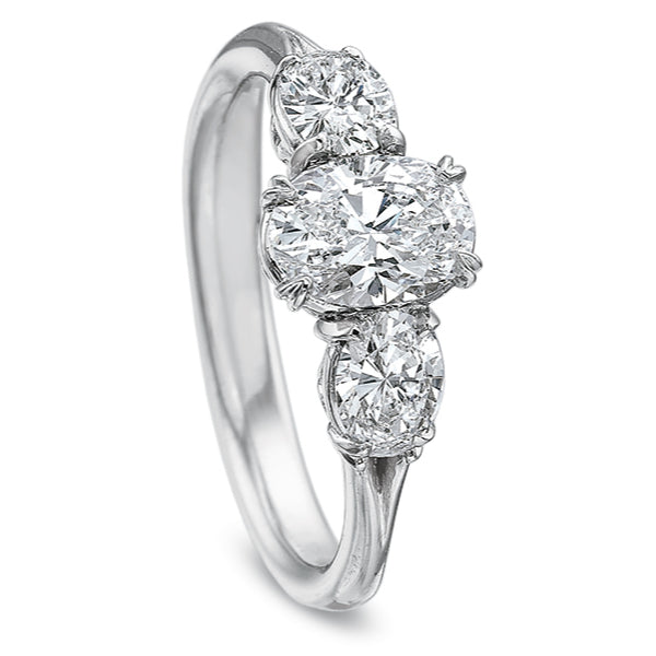 Silk 3 Stone Oval Engagement Ring Mounting