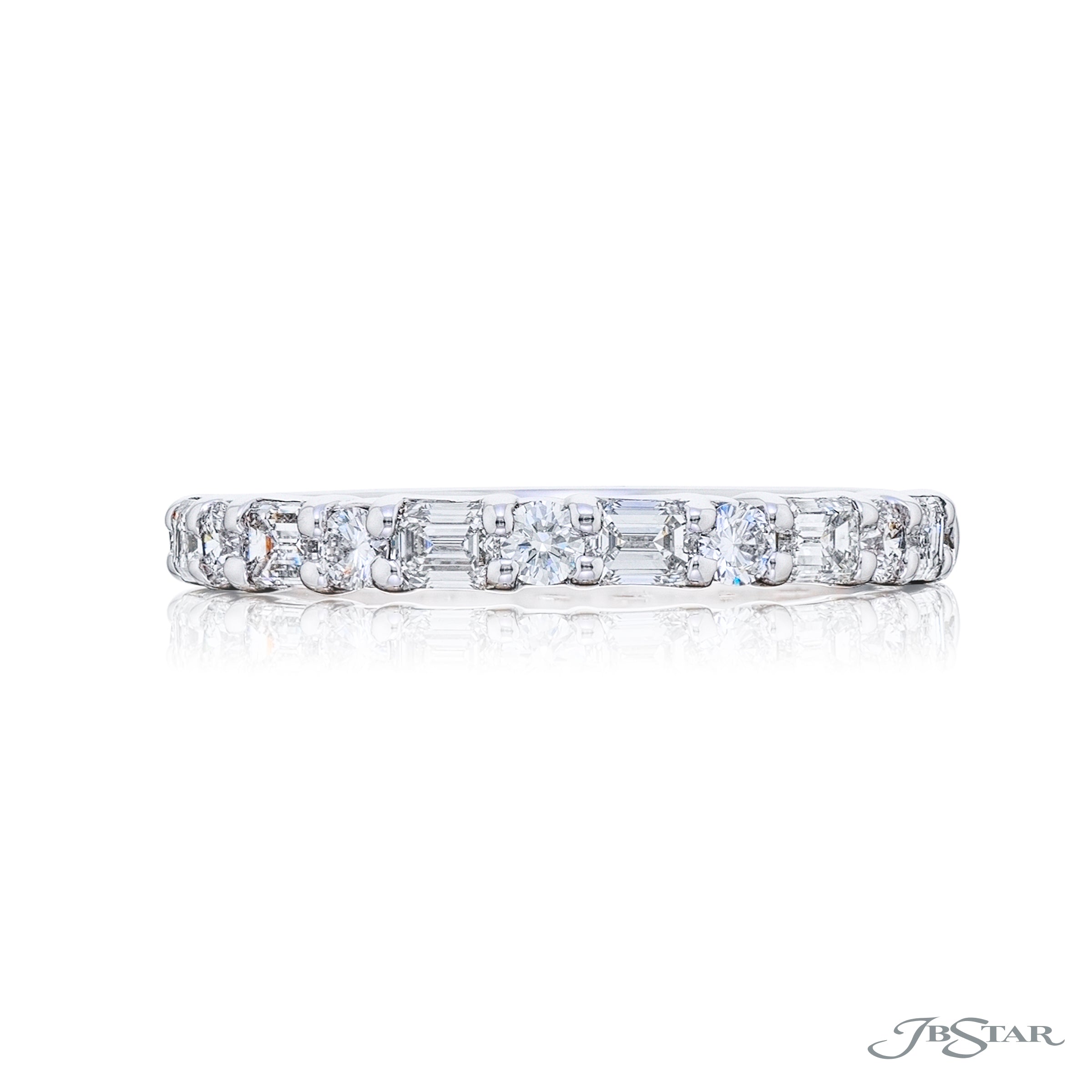 Emerald Cut and Round Diamond Band