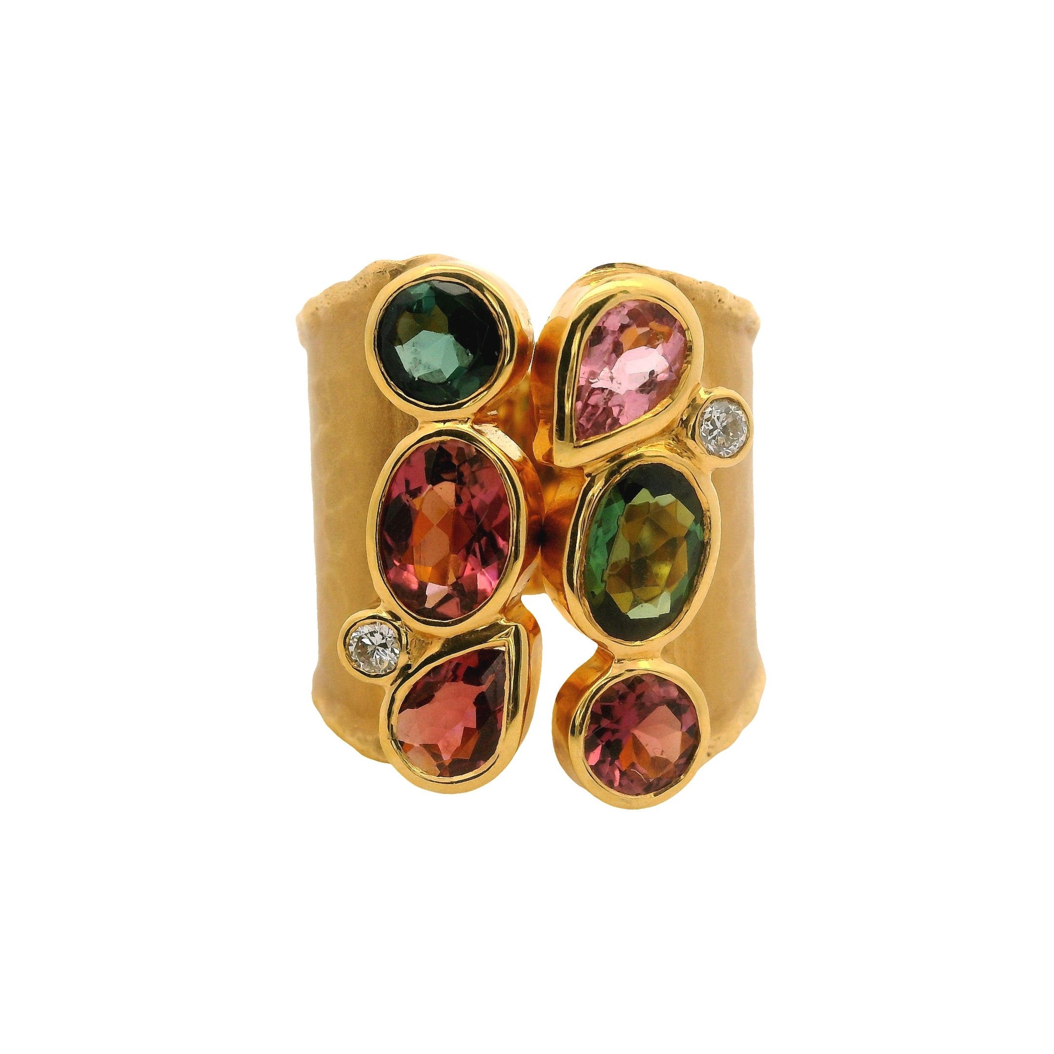 Mixed Tourmaline Wide Cuff Ring