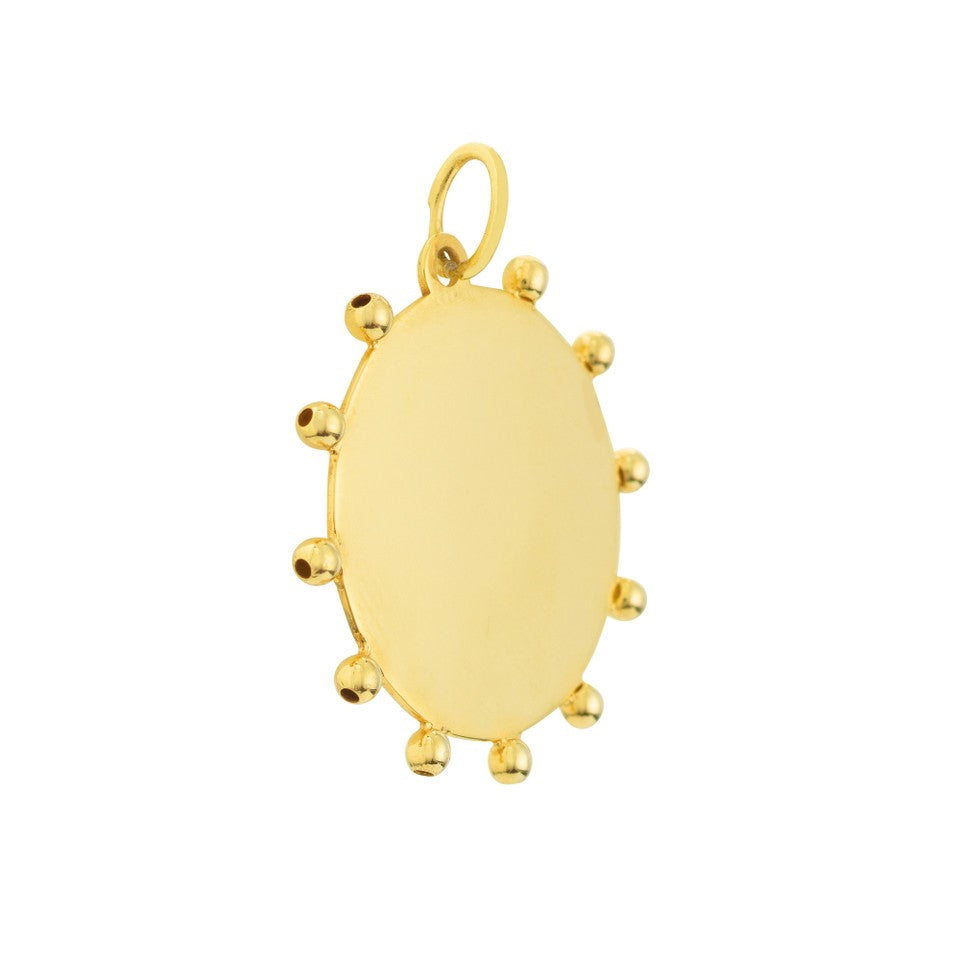 Engravable Disc Pendant with Bead Accents