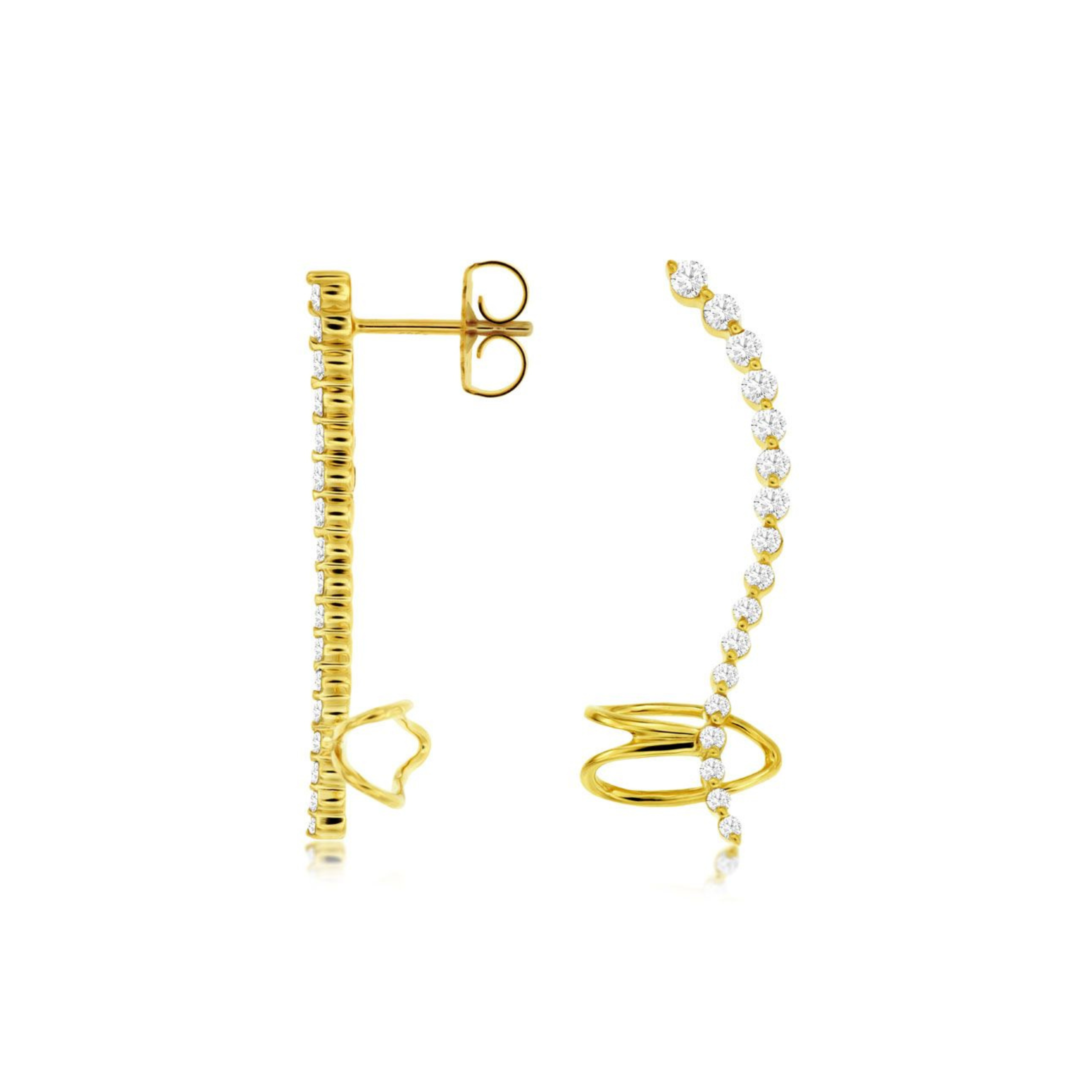 Shared Single Prong Curved Bar Earrings