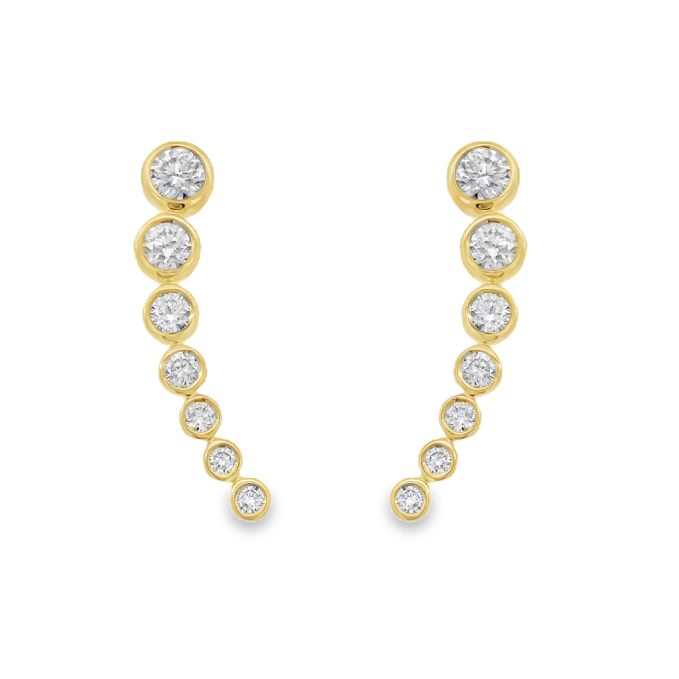 Graduating Bezel Round Diamond Ear Climbers