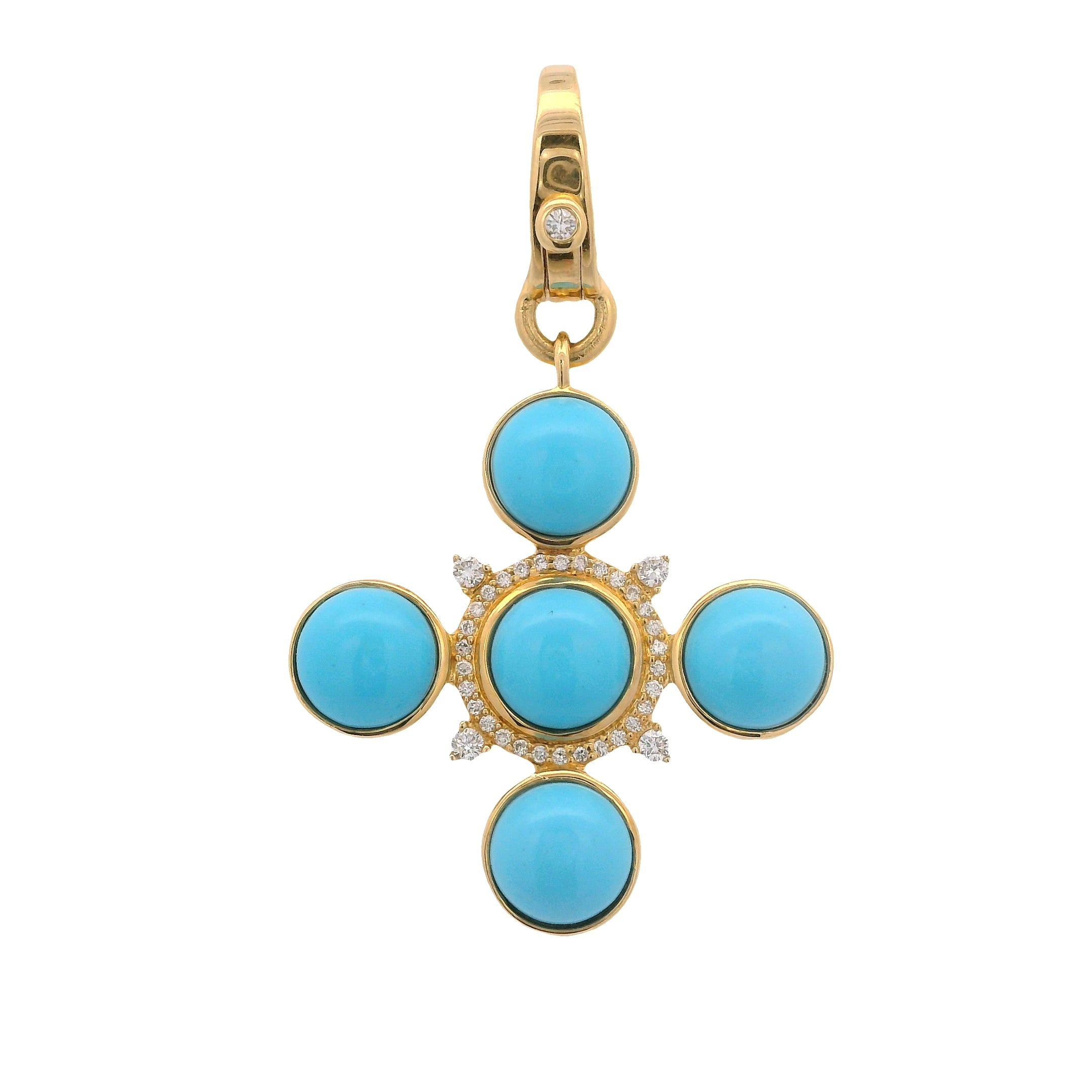 Turquoise & Diamond Cross Charm