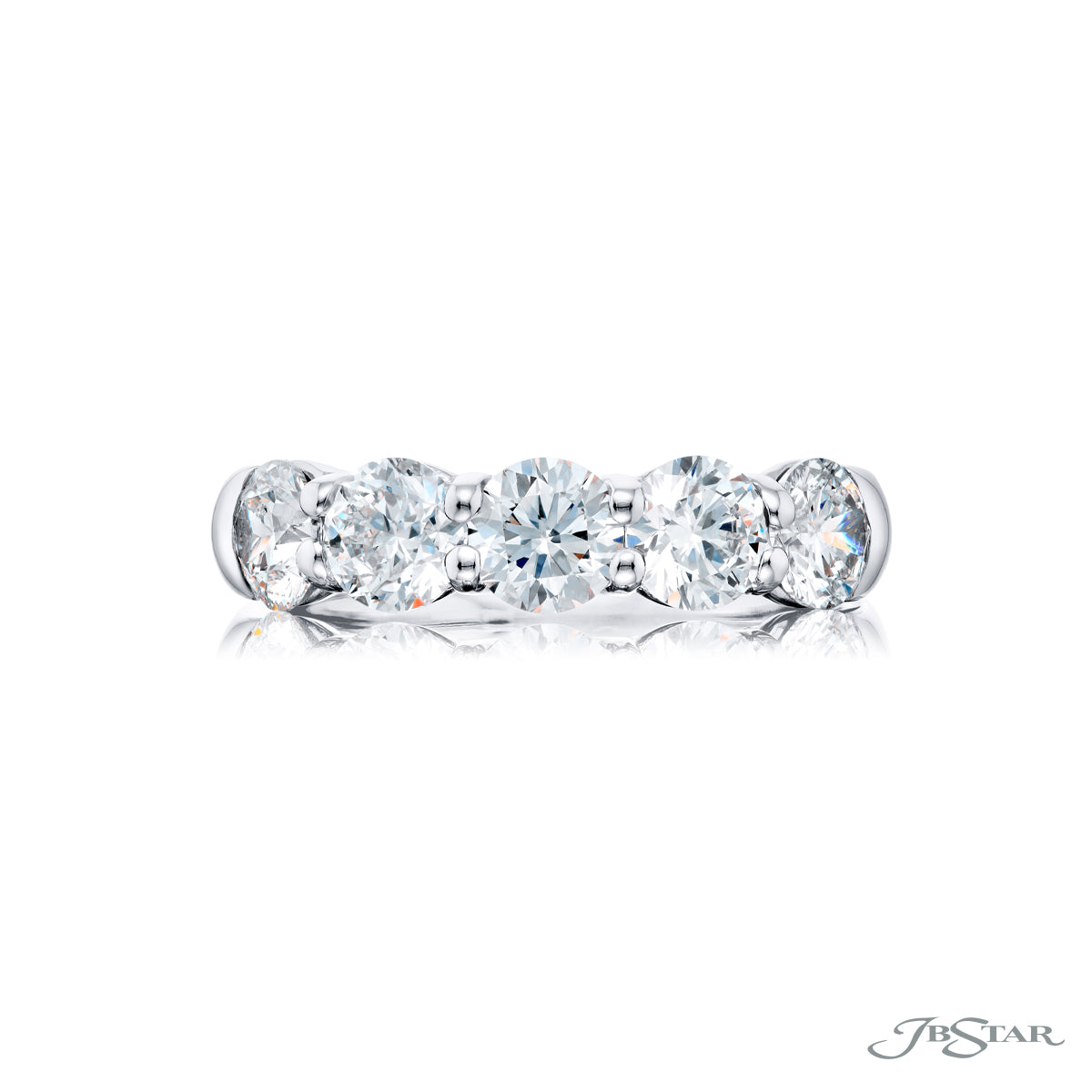 Shared Prong Round Diamond Five Stone Band
