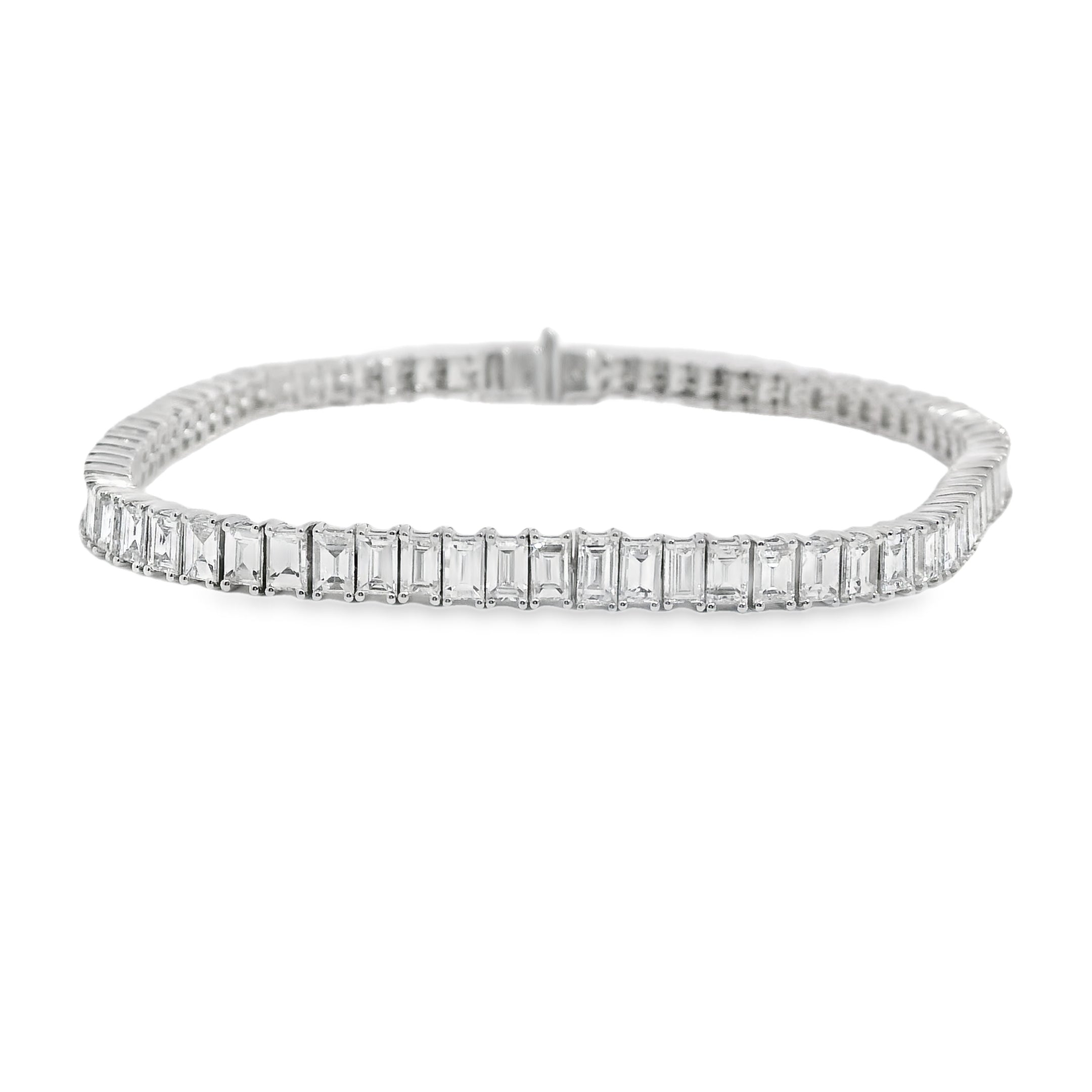 7.32ctw Emerald Cut Diamond Tennis Bracelet