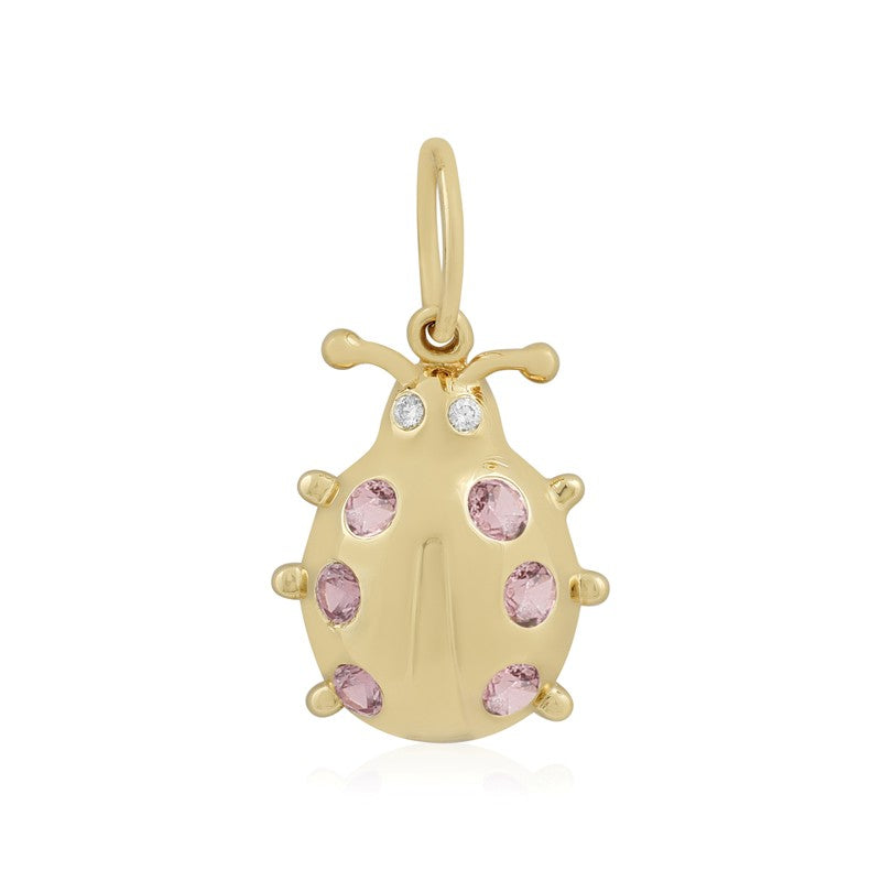 Diamond and Pink Sapphire Beetle Pendant