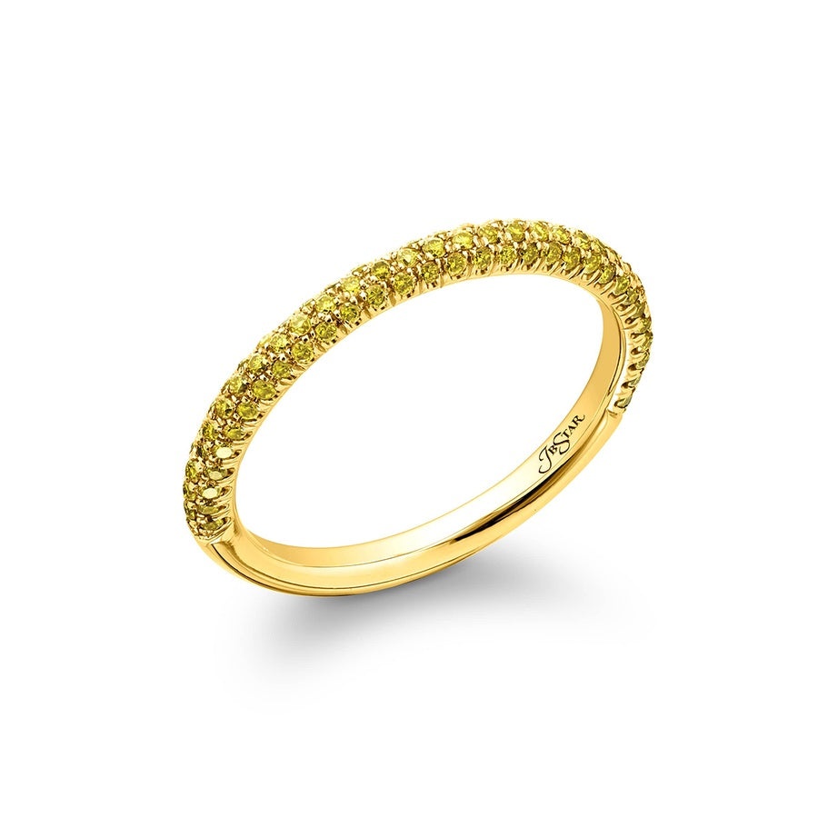 Elegance Elevated: Elegant 3-Sided Pave Fancy Yellow Diamond Band