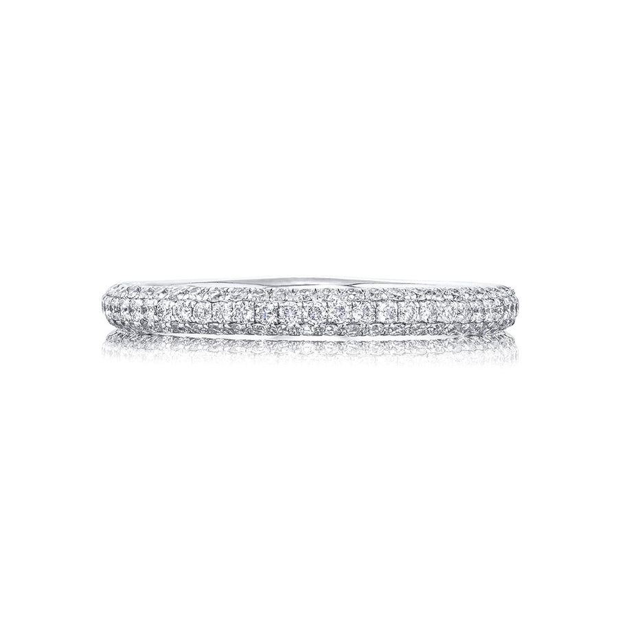 Platinum Round Diamond Three-Sided Micro Pave Band
