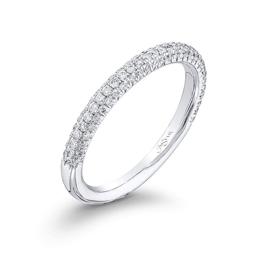 Platinum Round Diamond Three-Sided Micro Pave Band
